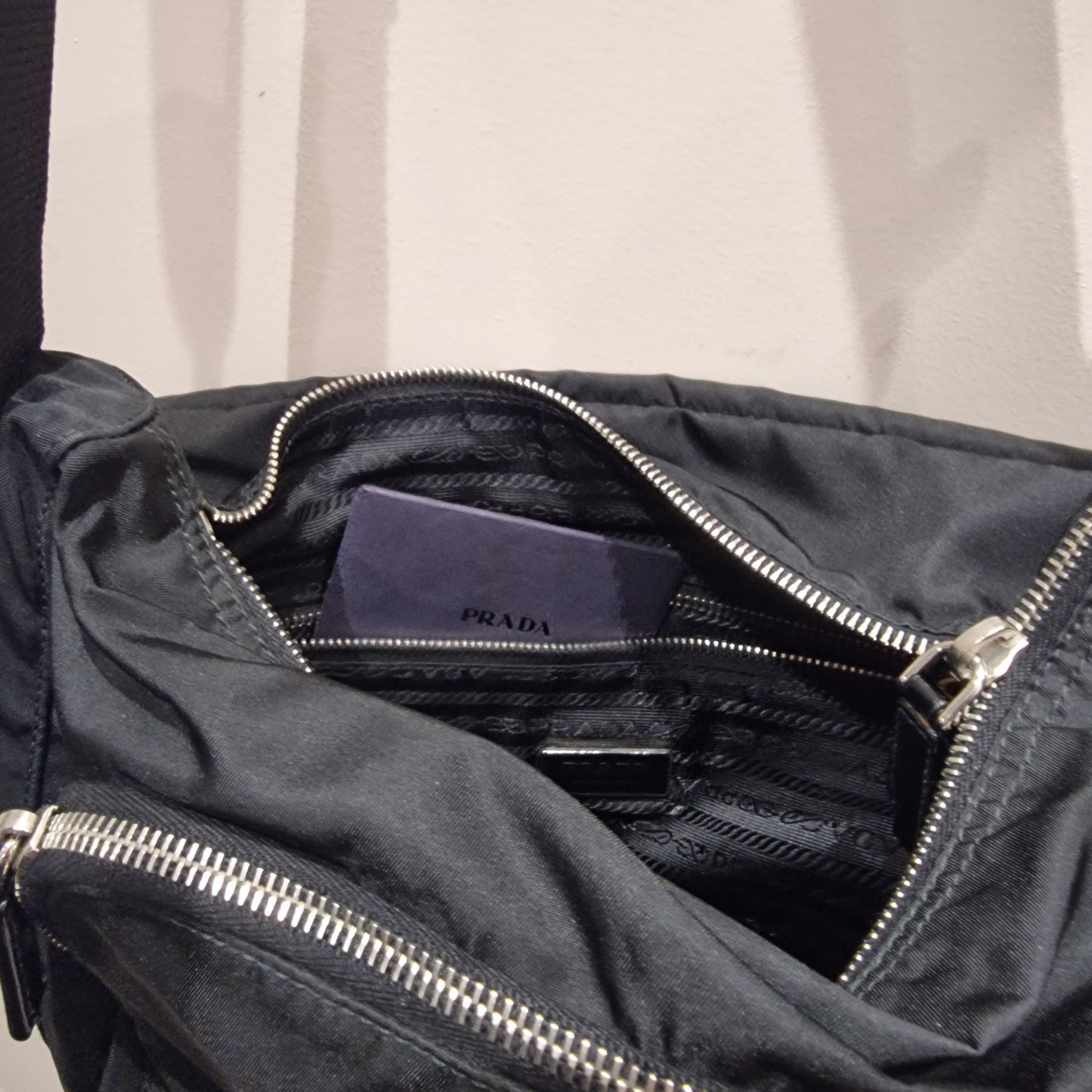 Prada black nylon crossbody bag