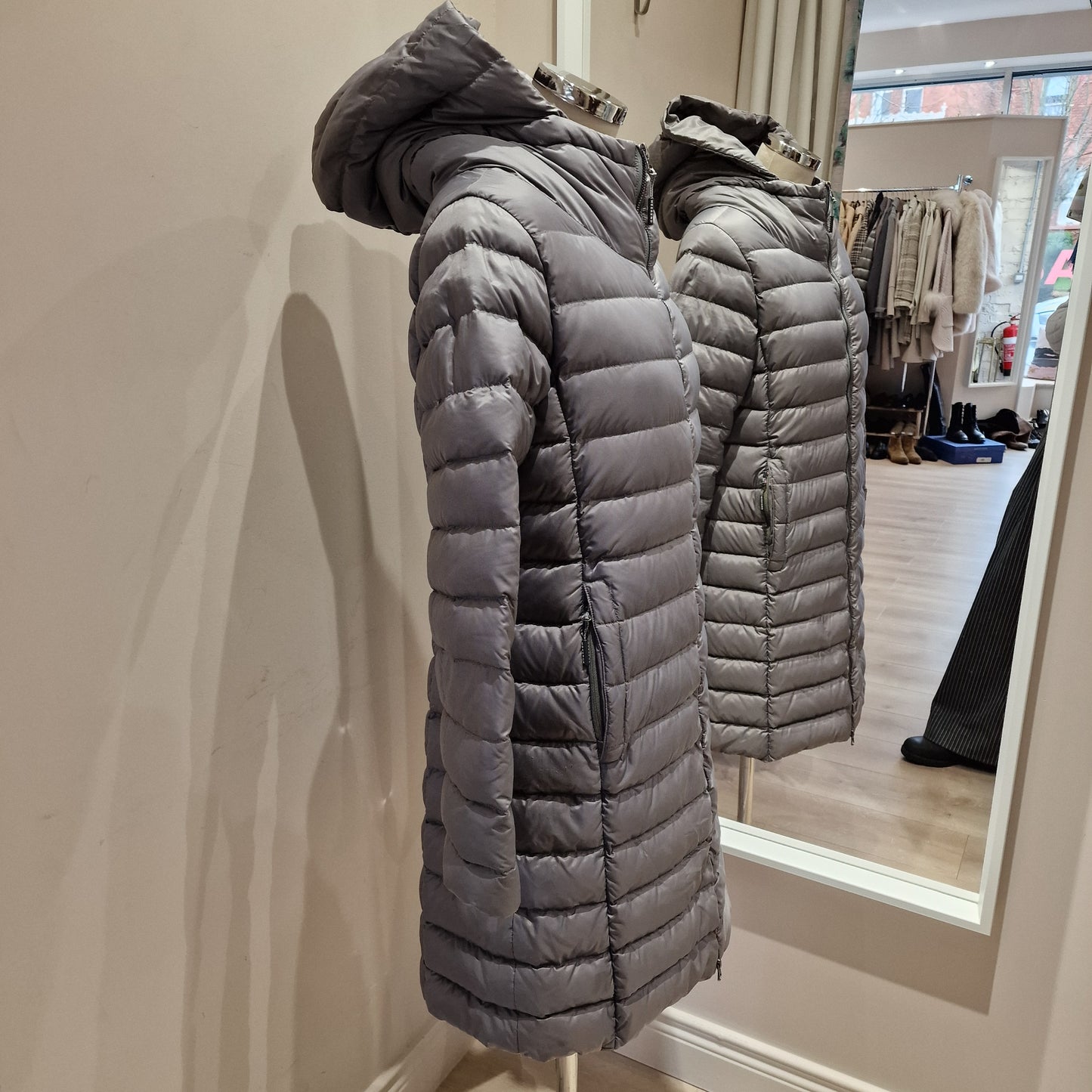 Weekend Max Mara Grey Down Filled Puffer Coat, Size 12