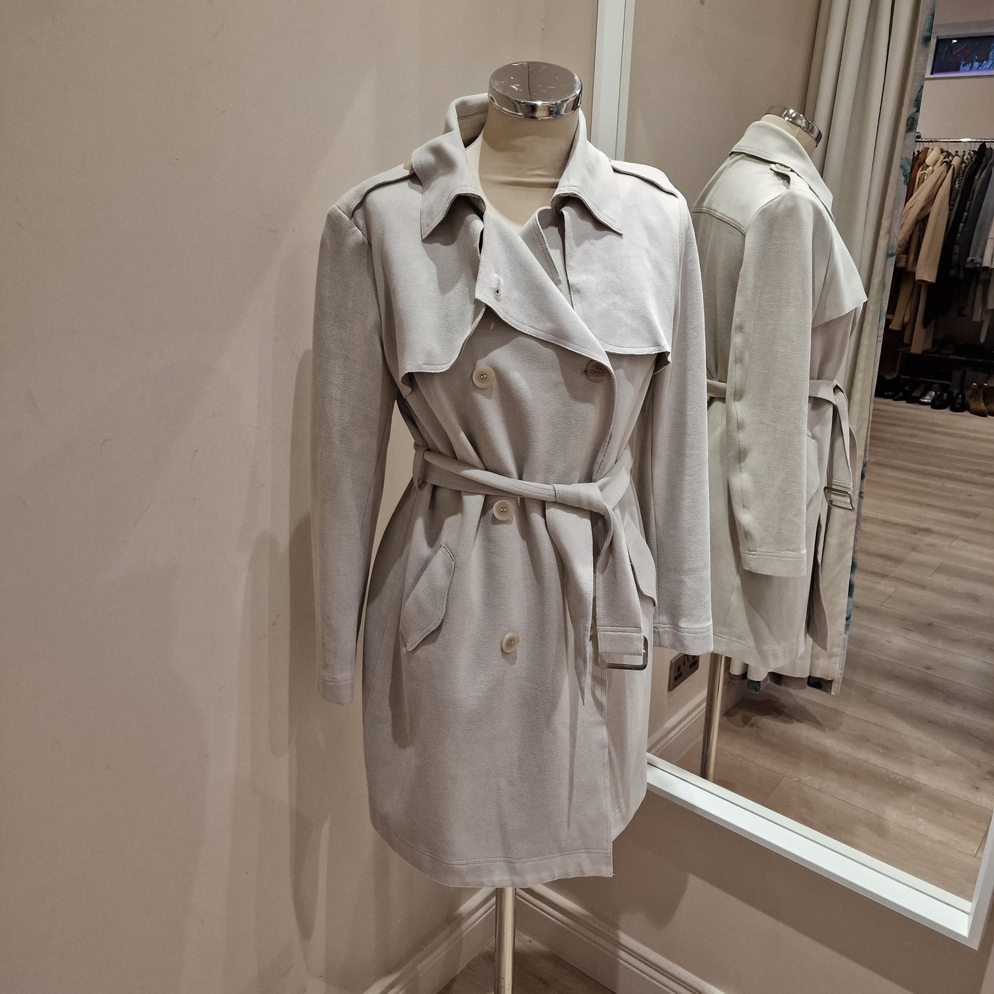 Liu Jo Grey Suedette Short Trench Coat, size Fr 42/12