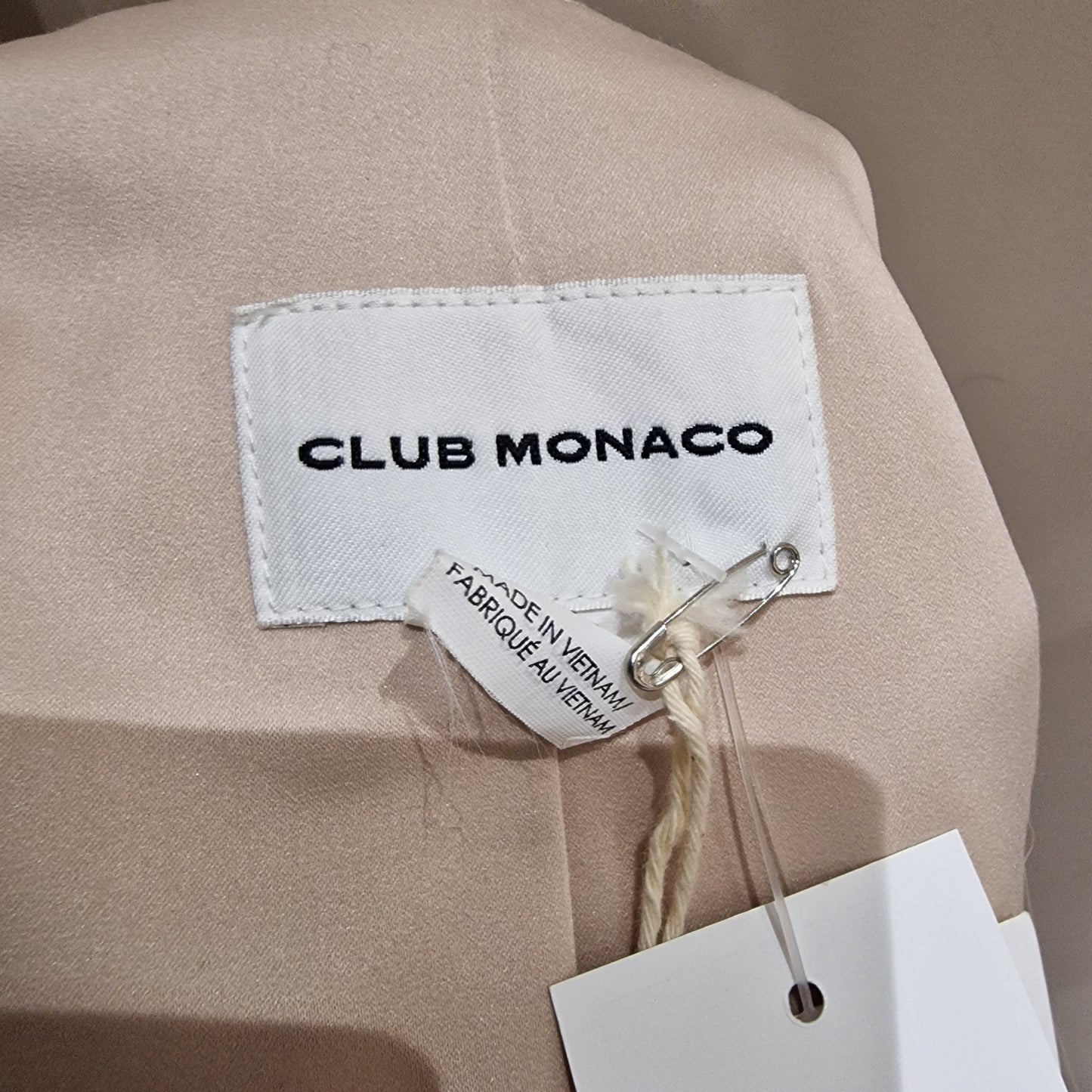 Club Monaco Cream Coat, With Black Leather Sleeves, Size S/UK10