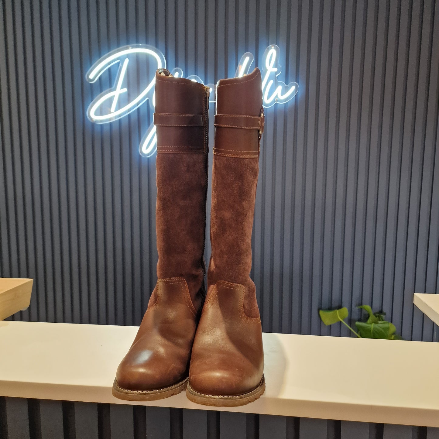 Ariat Brown Leather and Suede Long Boots, Size Eur 38M/UK 5