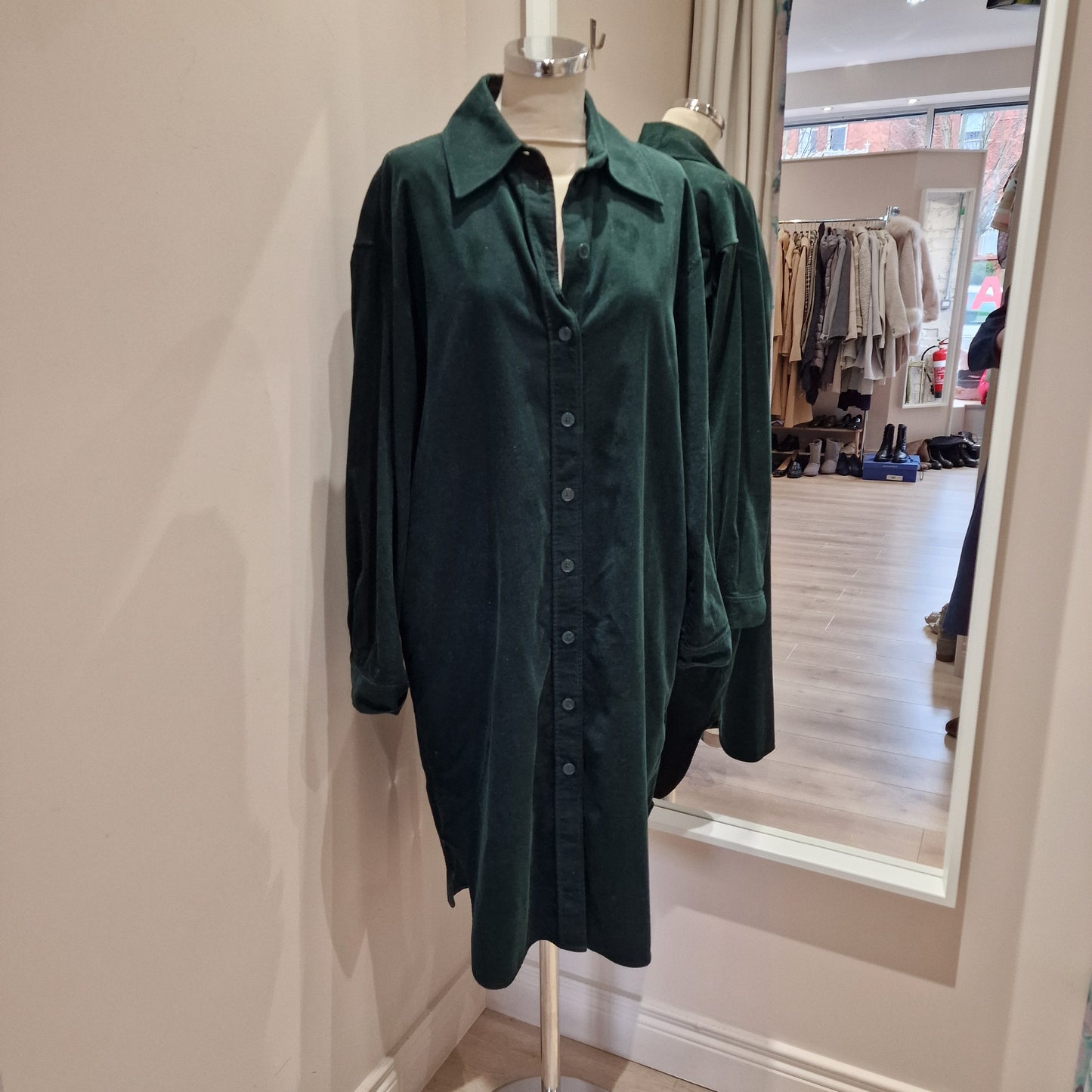 COS Green Cord Shirt Dress, size 38/UK 12