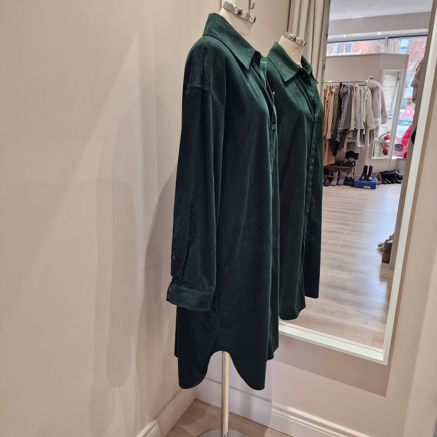 COS Green Cord Shirt Dress, size 38/UK 12