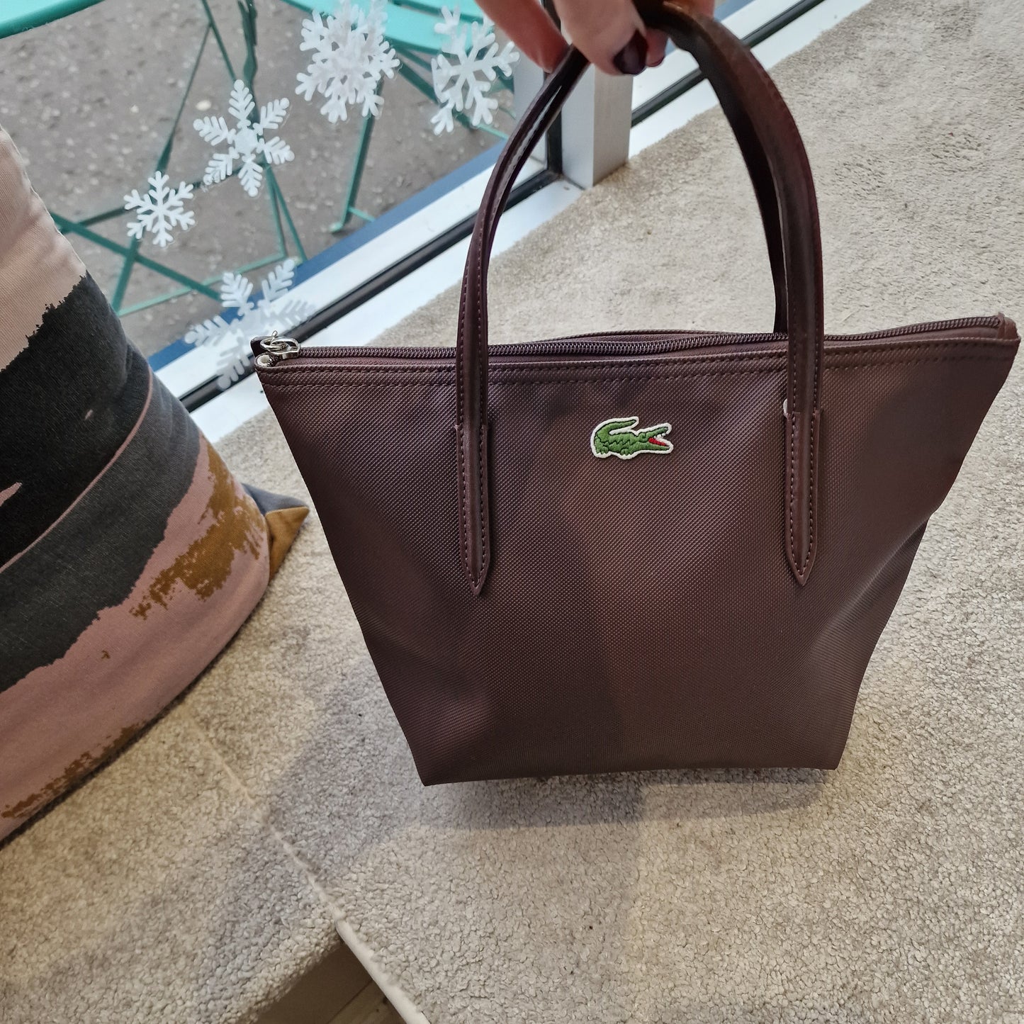 Lacoste Chocolate Brown Canvas Tote