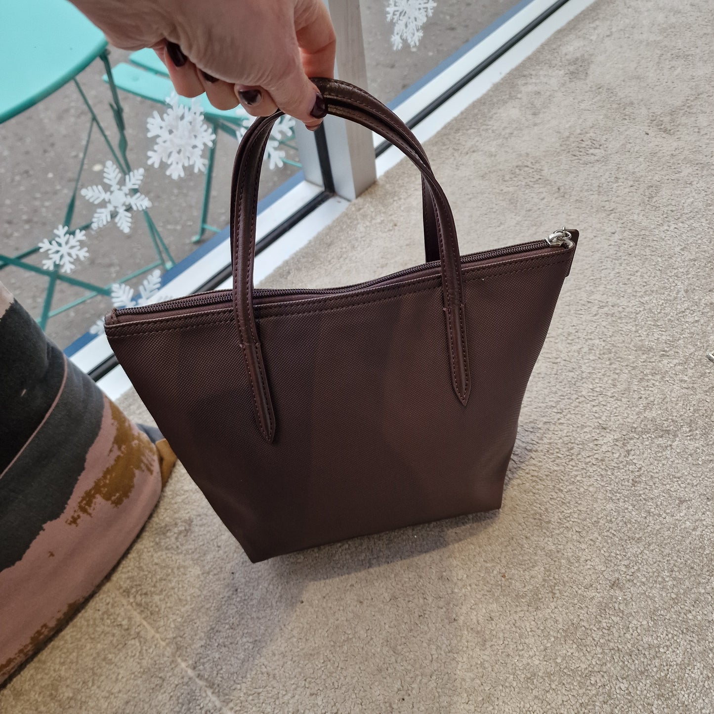 Lacoste Chocolate Brown Canvas Tote