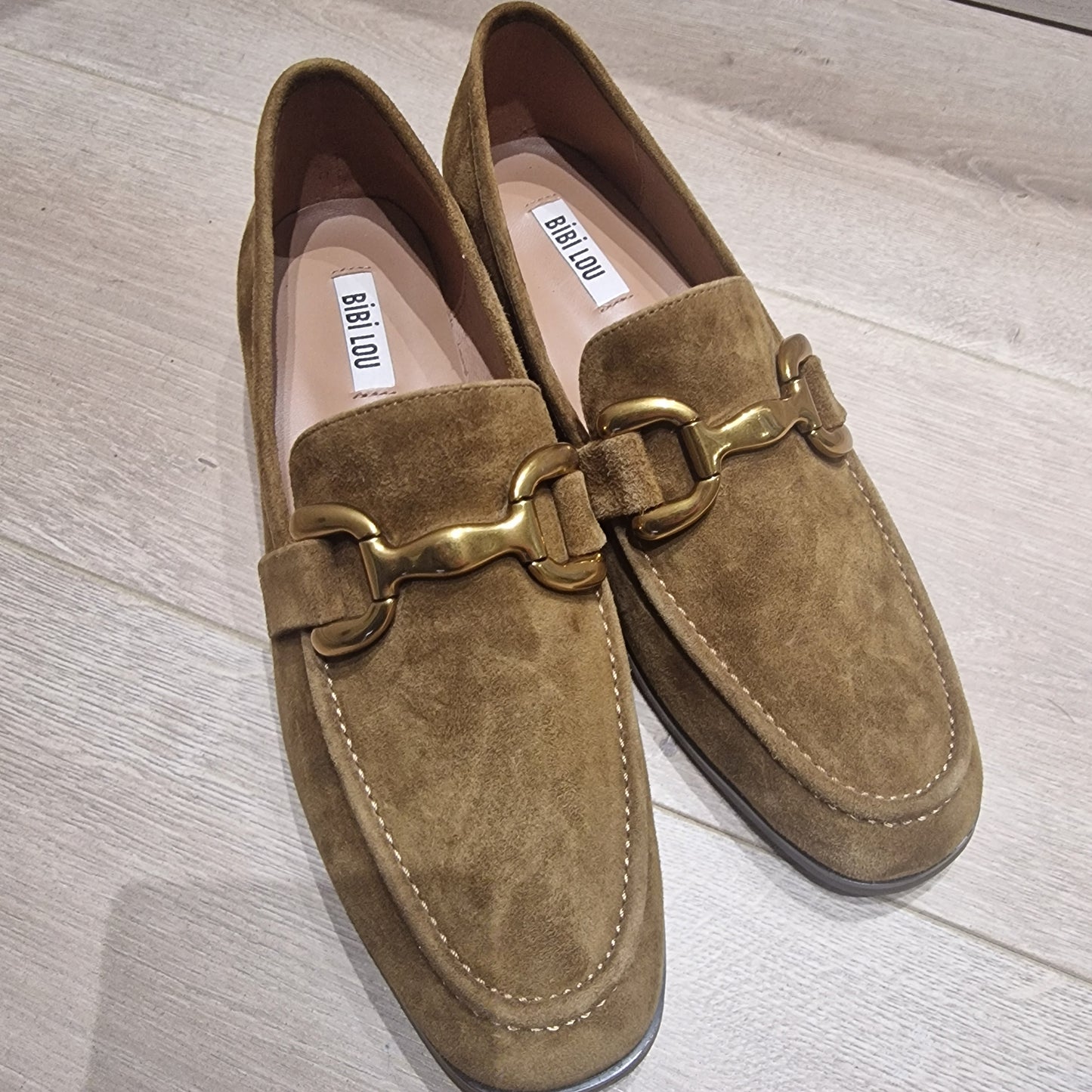 Bibi Lou Tan Suede Loafers, New, Size 40/UK 7