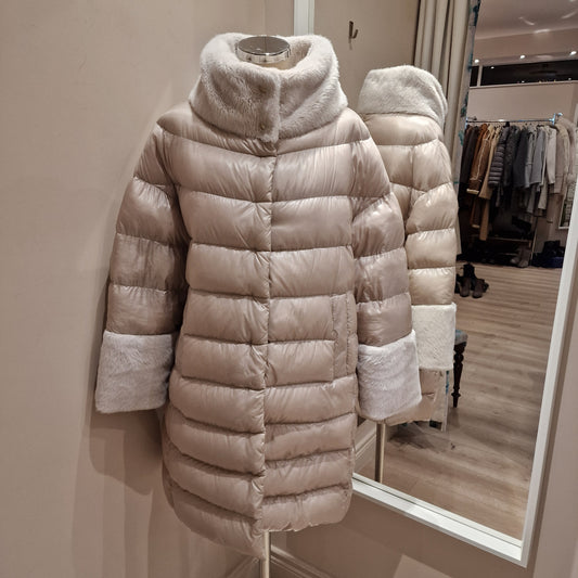 Herno Cream Puffer Coat, Size 16