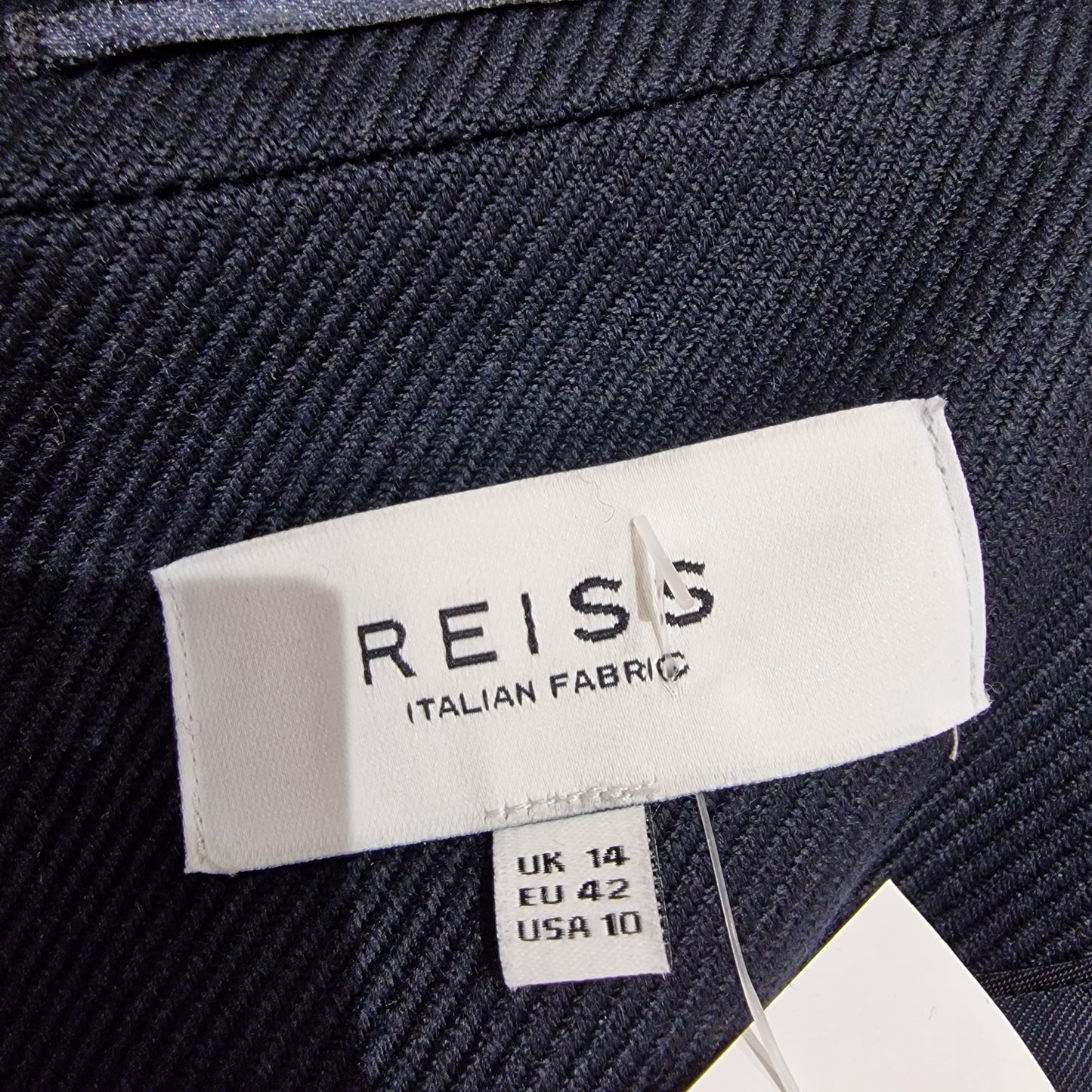 Reiss Navy Twill Double Breasted Blazer, Size 14