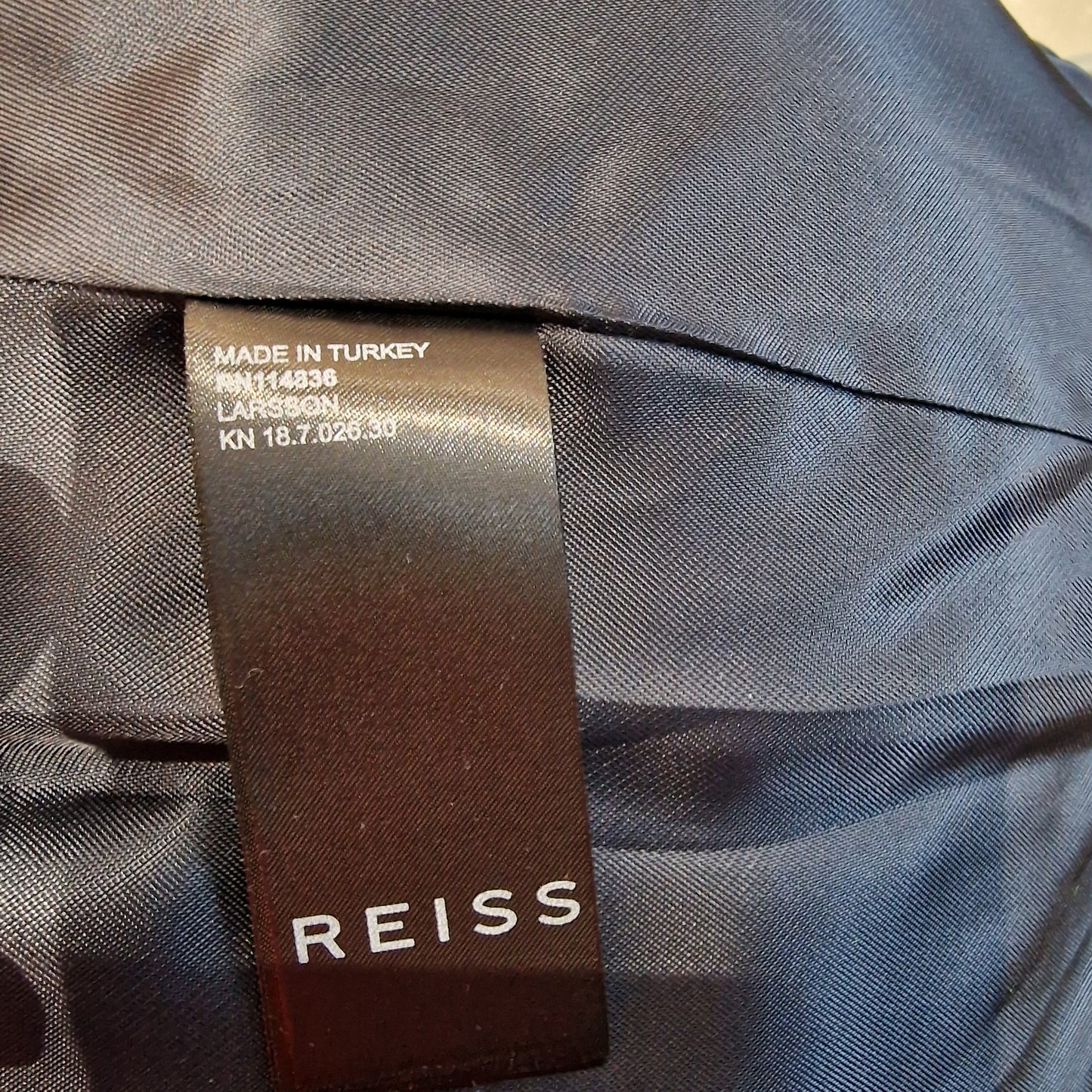 Reiss Navy Twill Double Breasted Blazer, Size 14