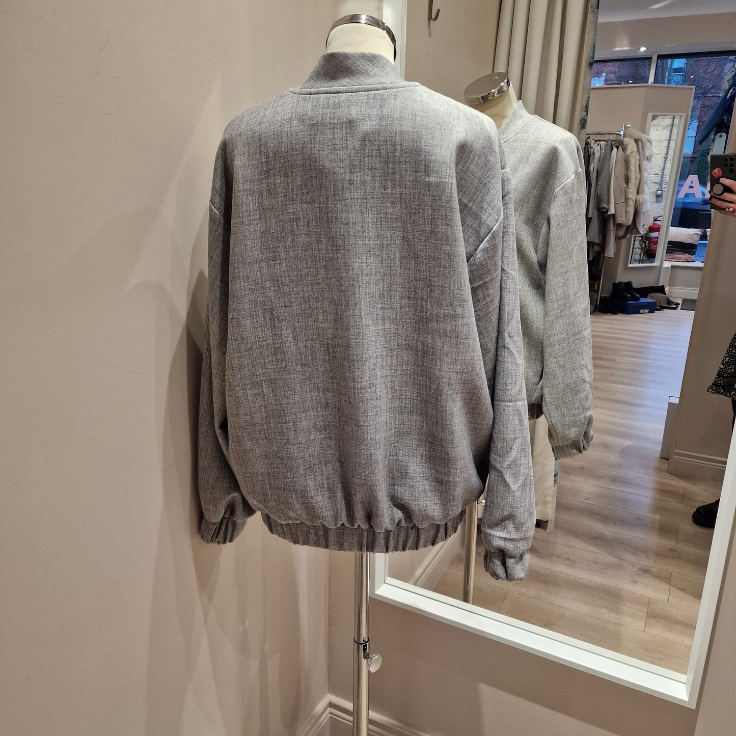 InWear Grey Oversized Bomber Jacket, Size 10