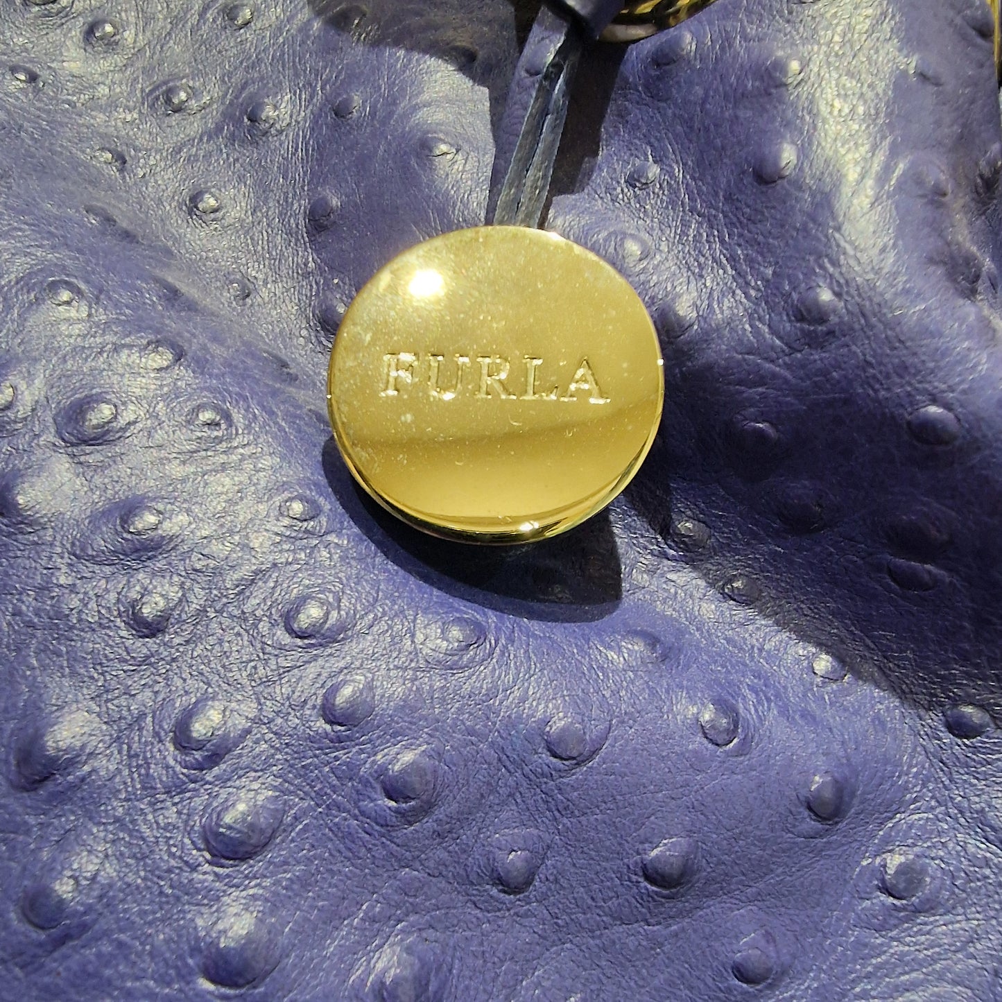 Furla Cobalt Blue Ostrich Handbag