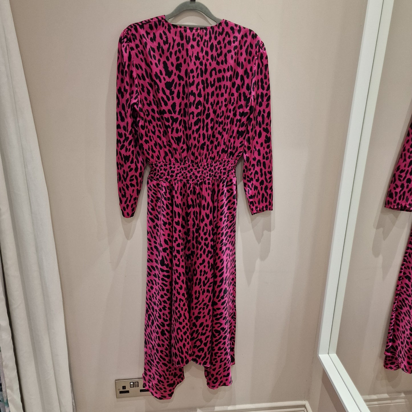 Maje Fuscia Leopard Asymmetric Hem Dress, Size 10