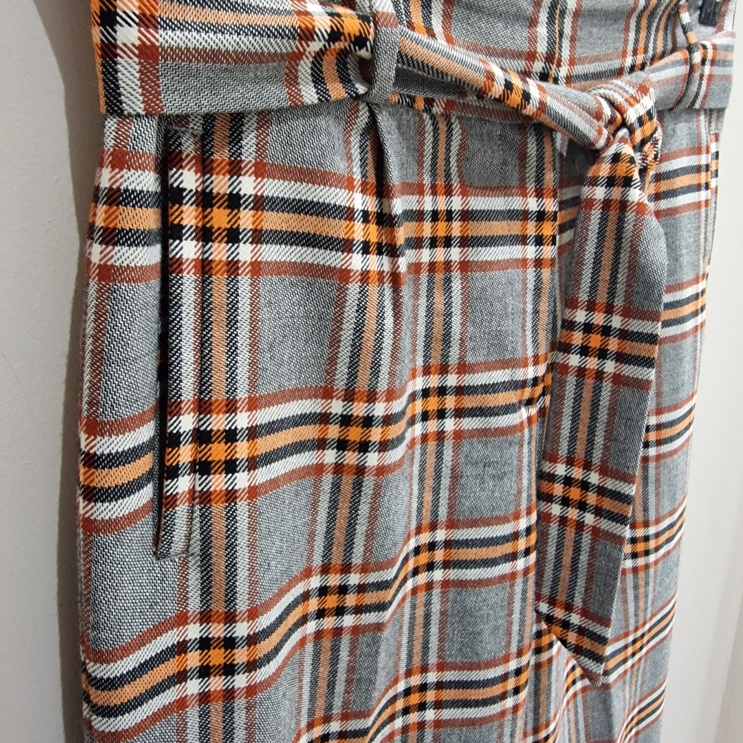 Reiss Grey and Orange Check Trousers, Size 10