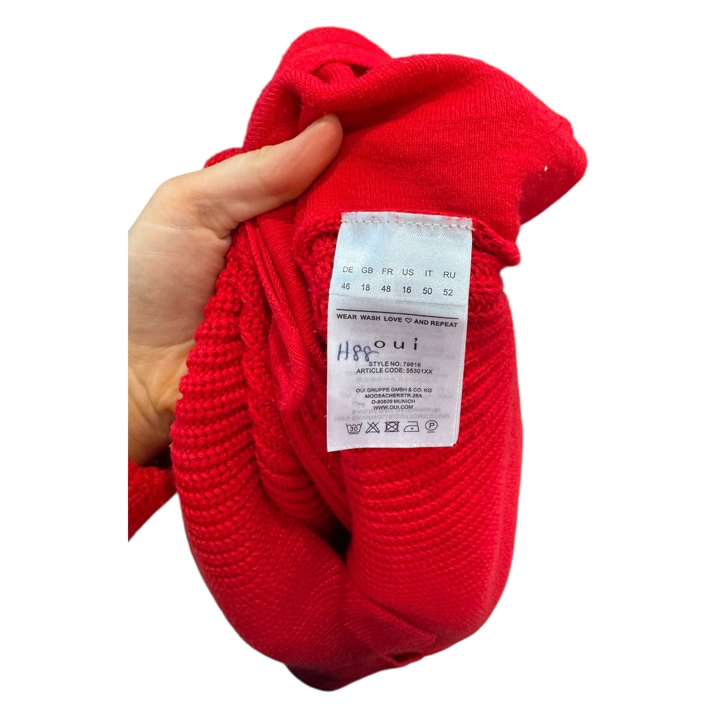 Oui Red Cotton Rib Knit Sweater - 18