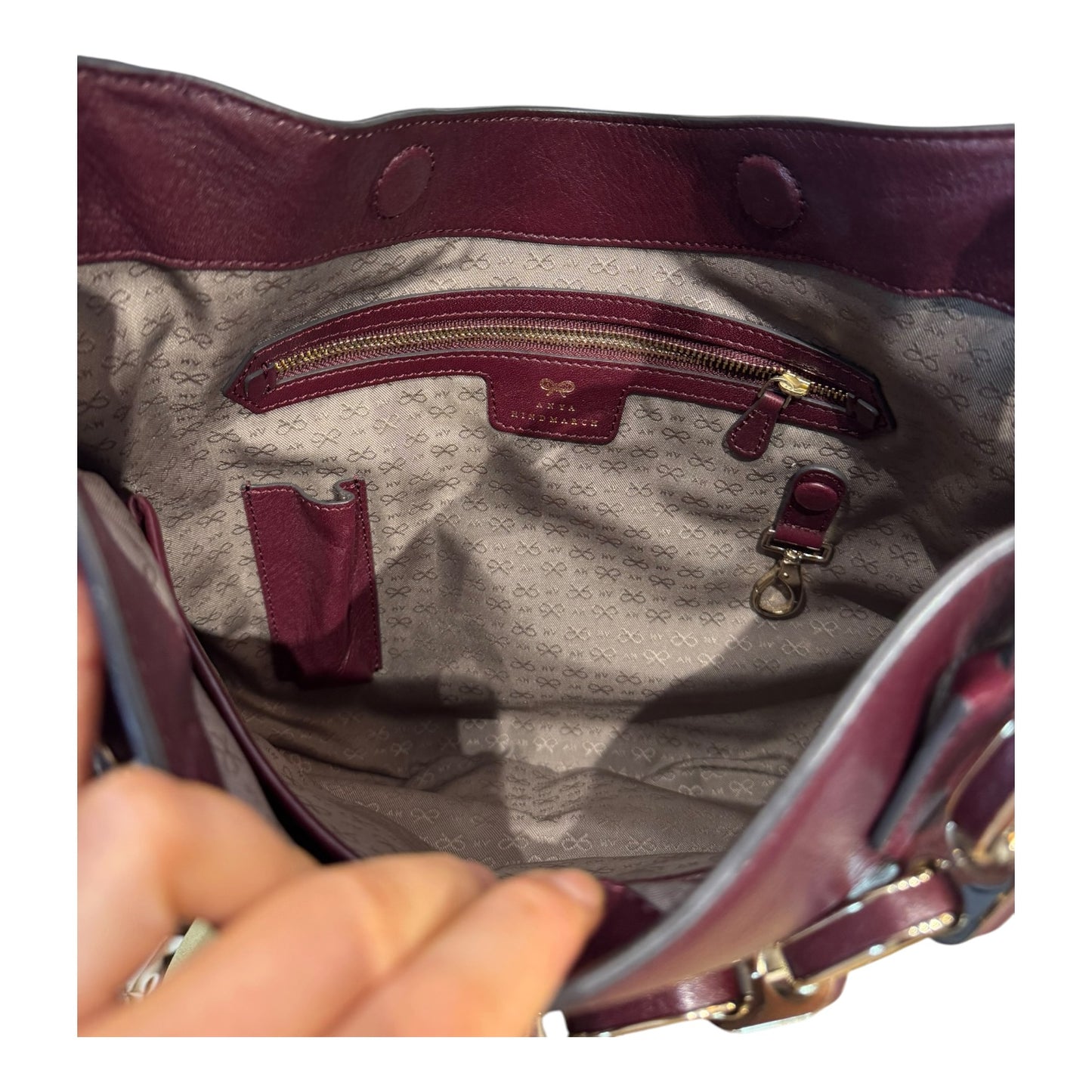 Anya Hindmarch Burgundy Berwick Shoulder Bag