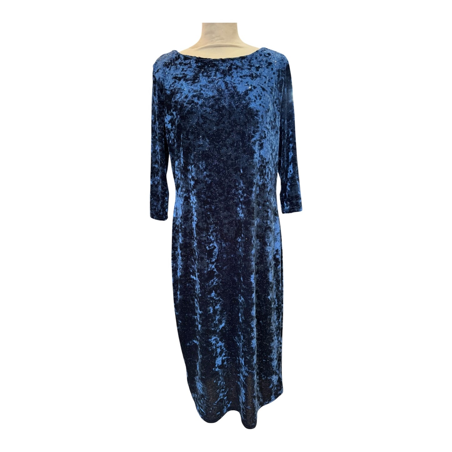 KDK London Blue Velvet Dress - 16/18 - NEW
