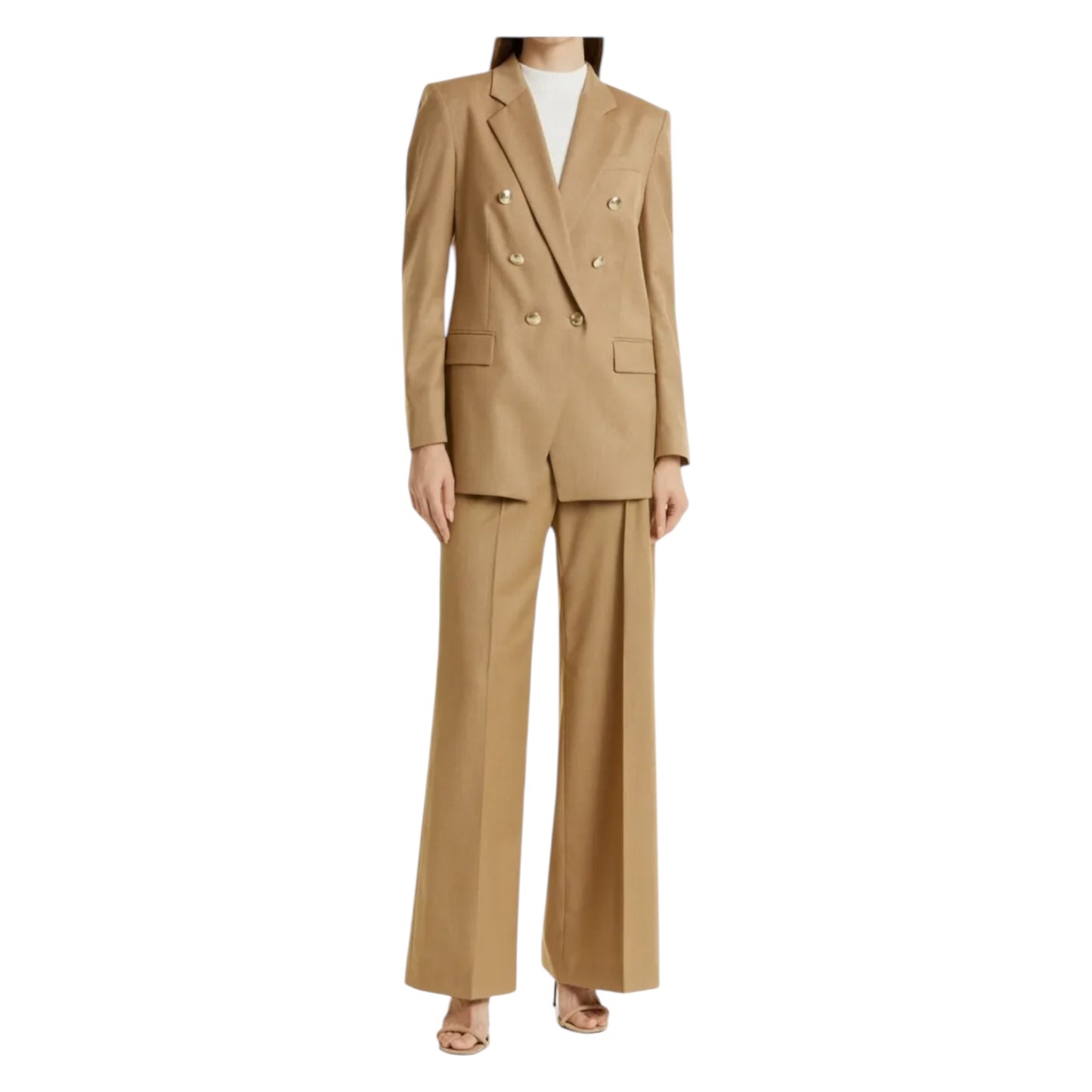 Hugo Boss Tocalita Camel Flare Leg Stretch Wool Trousers - 6/8