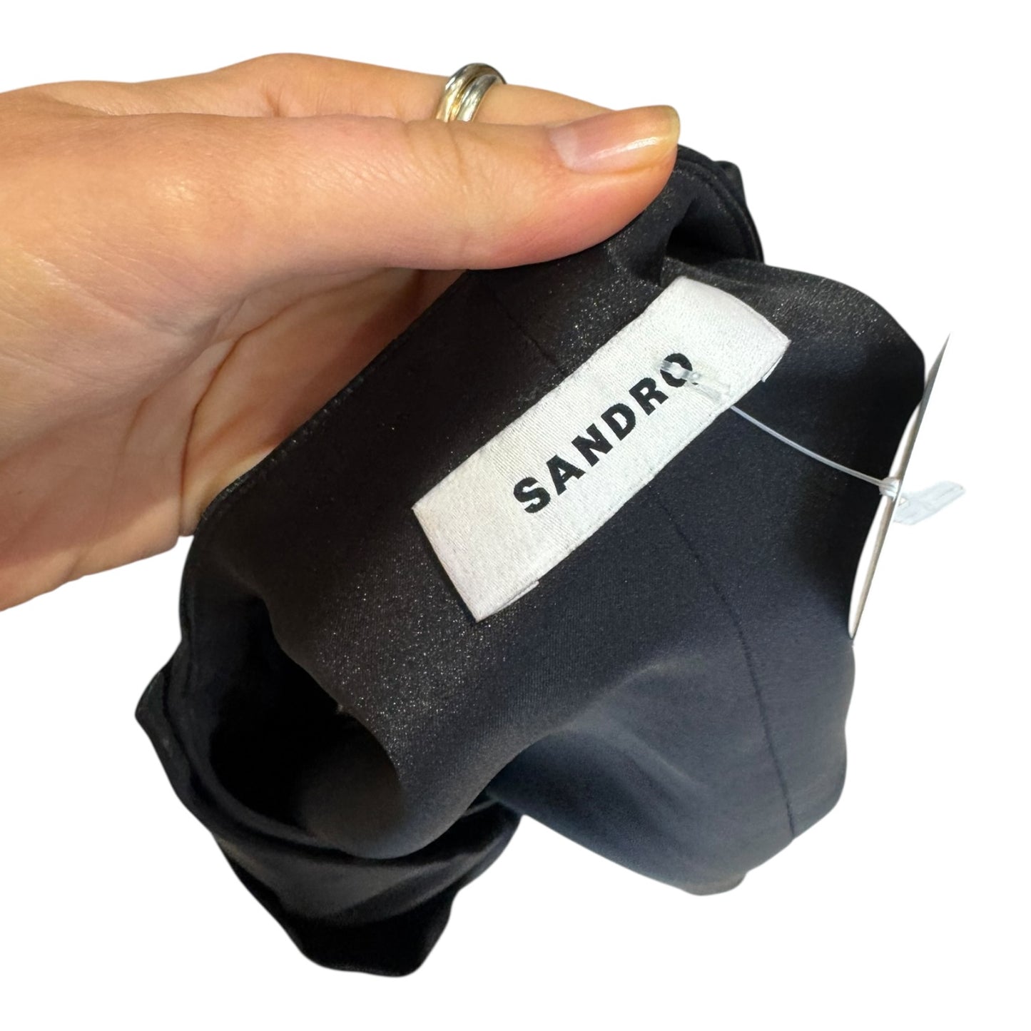 Sandro Black Satin Bow Crop Top - 10