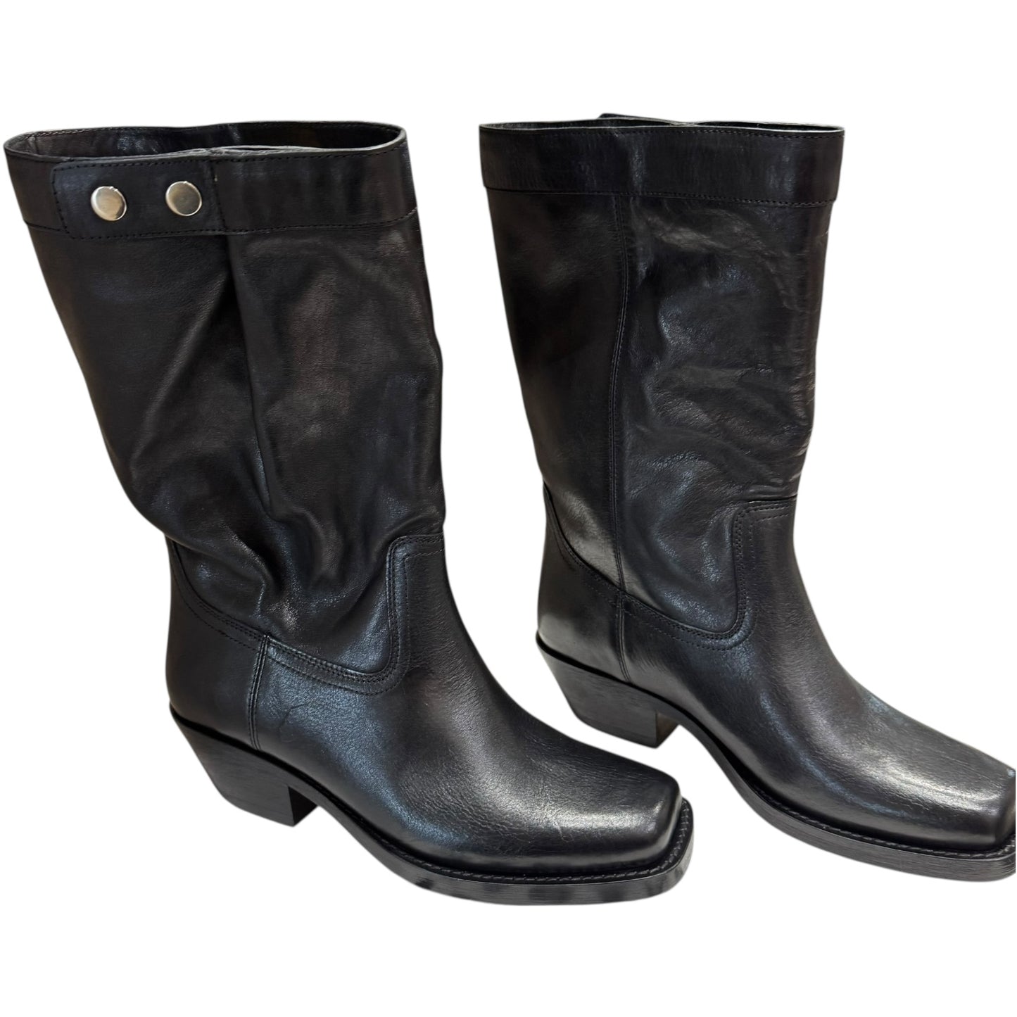 Isabel Marant Ademe Black Leather Cowboy Boots - 39 / 6 - NEW