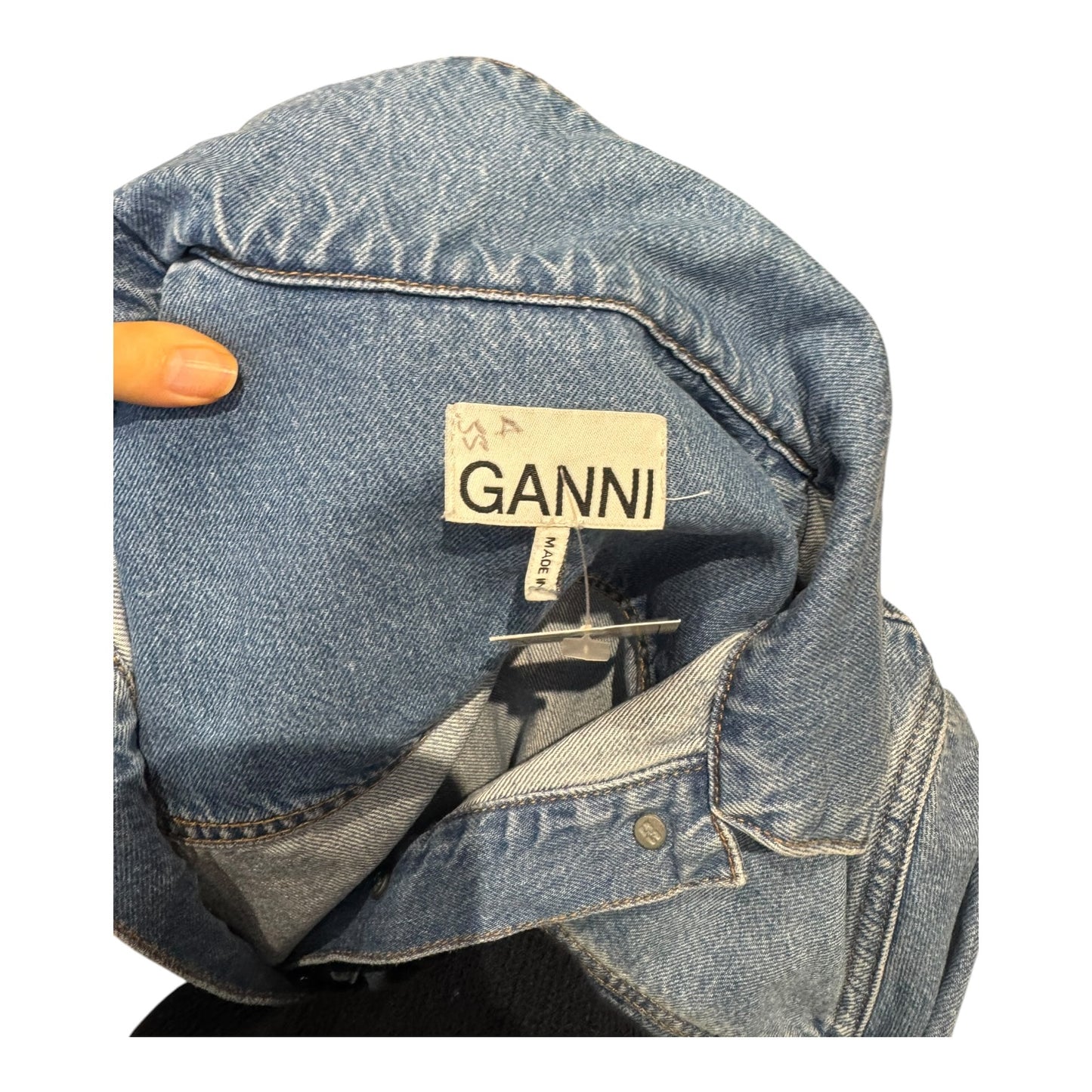Ganni Broderie Anglaise Denim Mini Dress - 10
