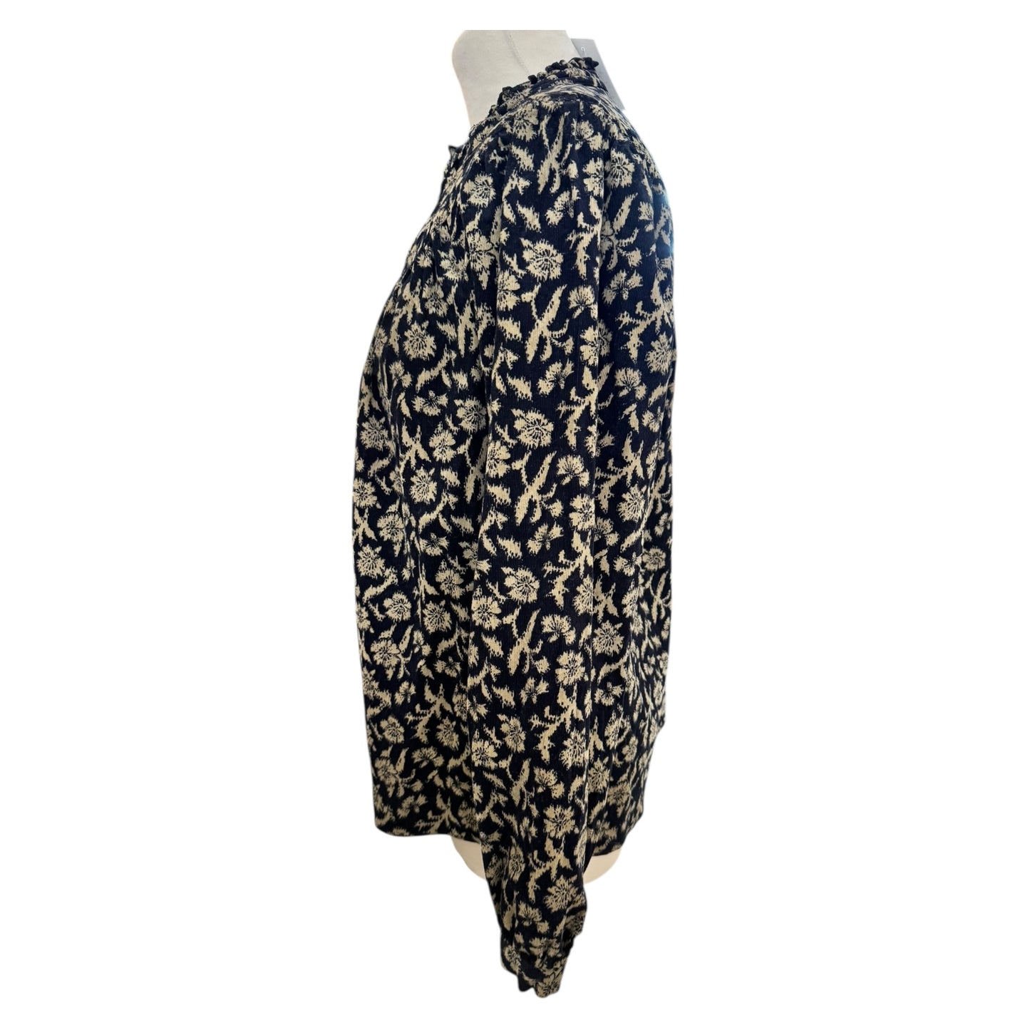 Jigsaw Black and Khaki Floral Cord Shirt - 10