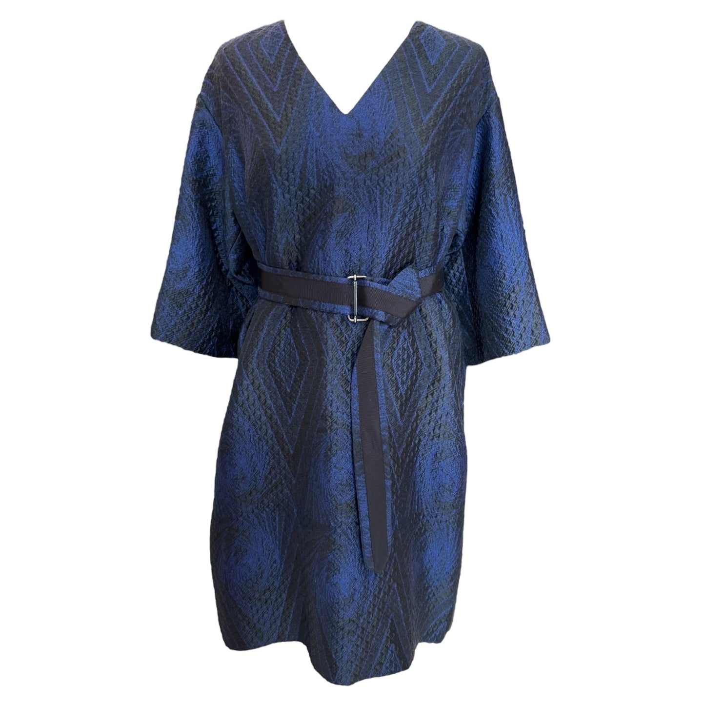 Dries Van Noten Blue and Black Jacquard Dress - 10/12
