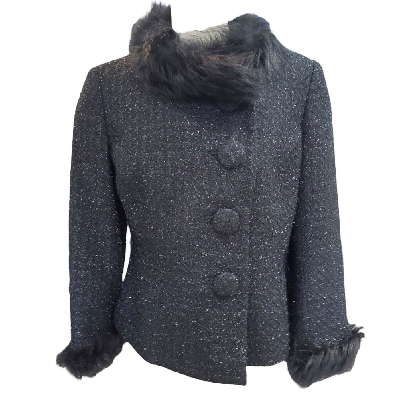 Ann Louise Roswald Black Sparkly Jacket - 12