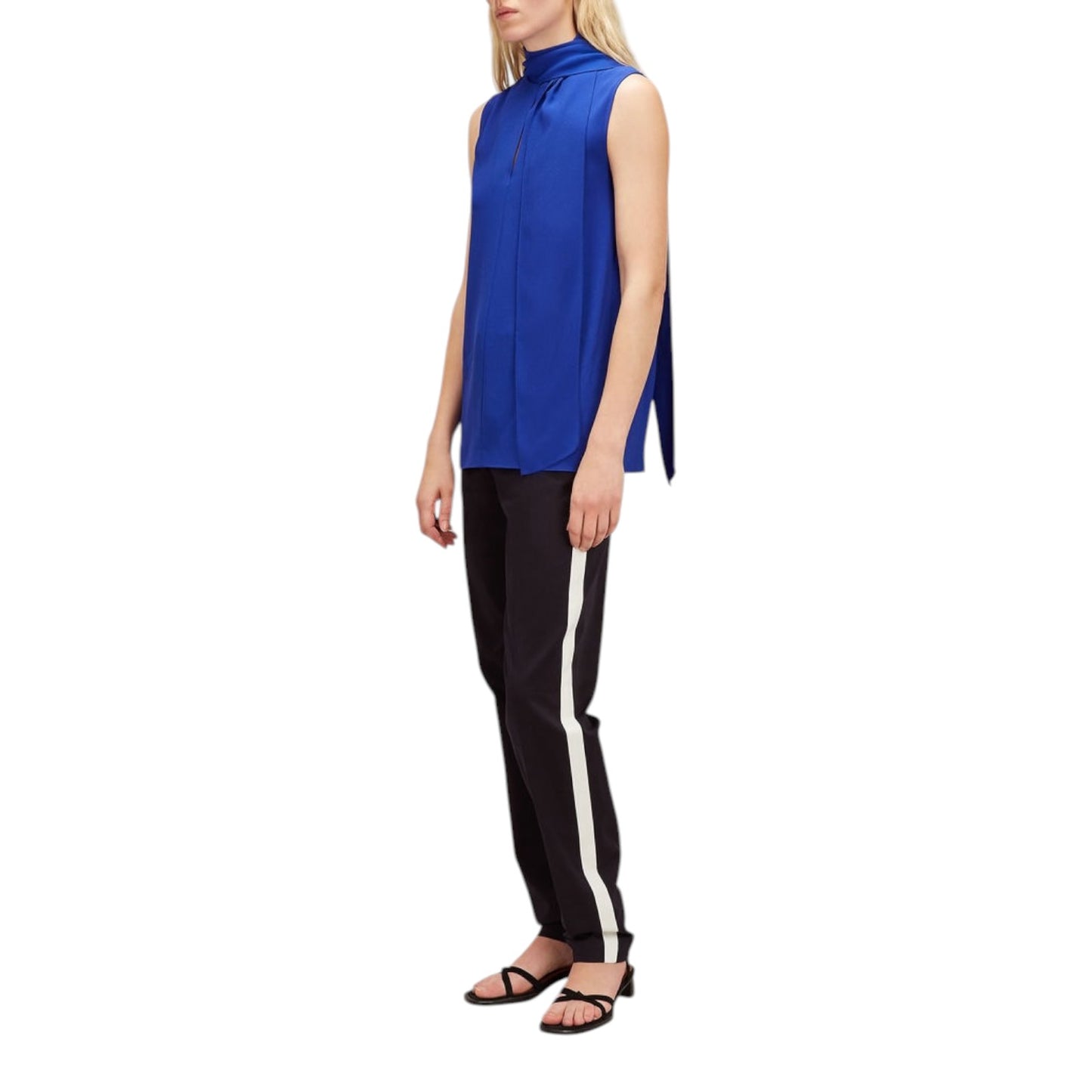 Joseph Noon Tie Neck Blouse in Cobalt - 10