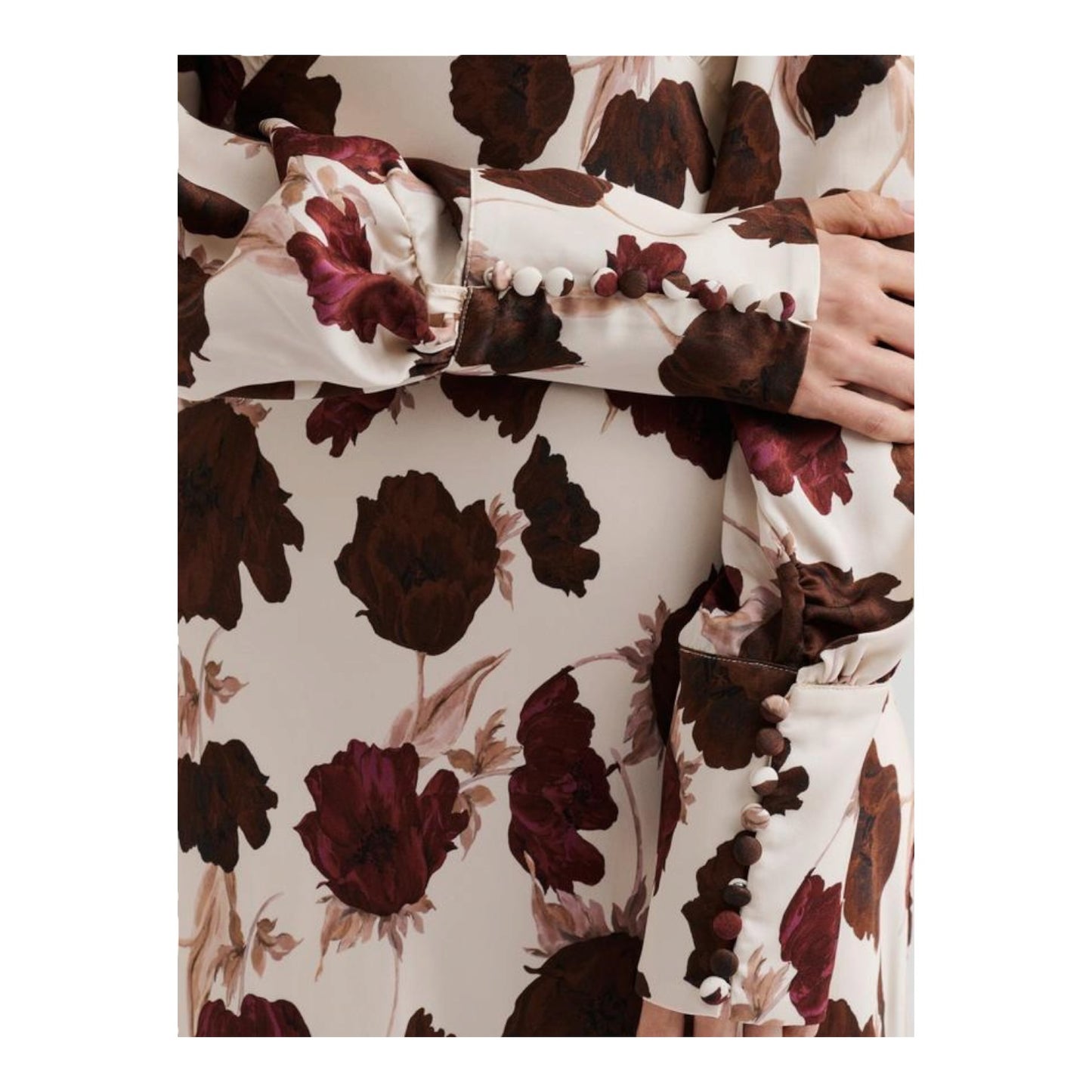 Malina Alize Floral Satin Maxi Dress in Wine Peony - 12/14