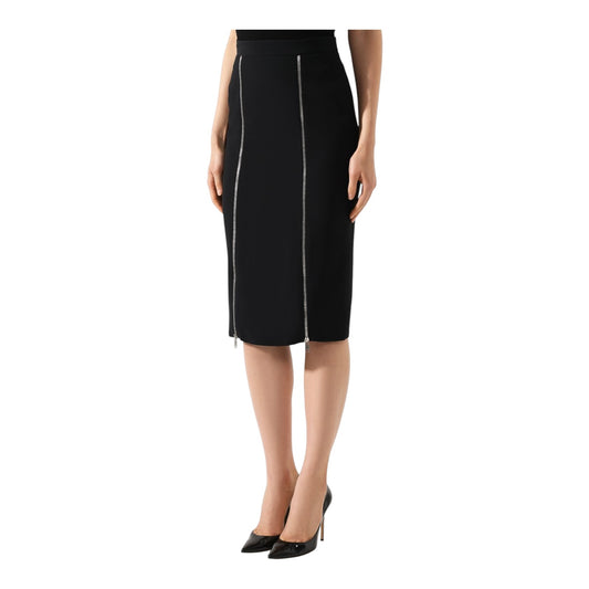 Alexander McQueen Black Zip Detail Pencil Skirt - 10