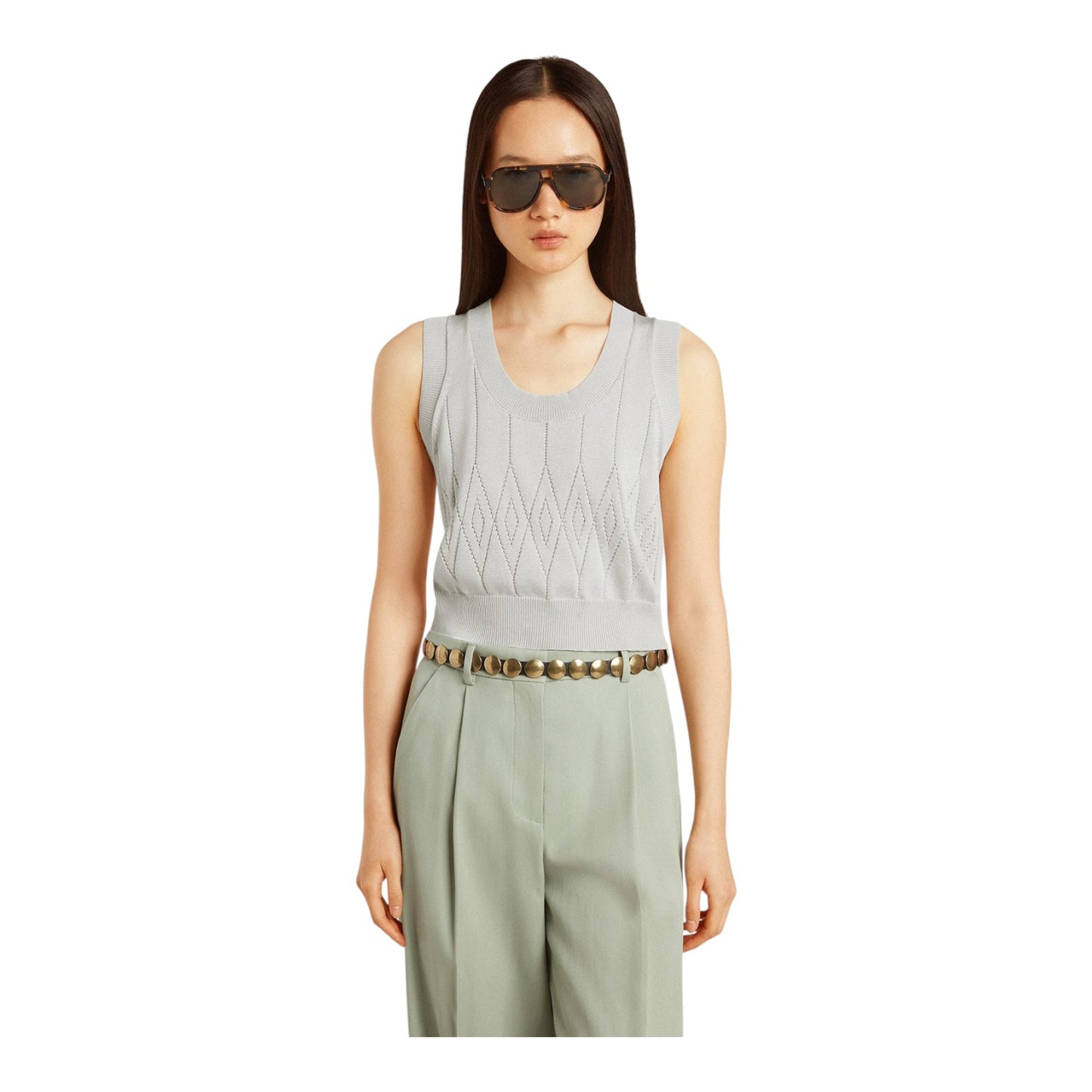Golden Goose Tank Top in Baby Blue Knit - 10