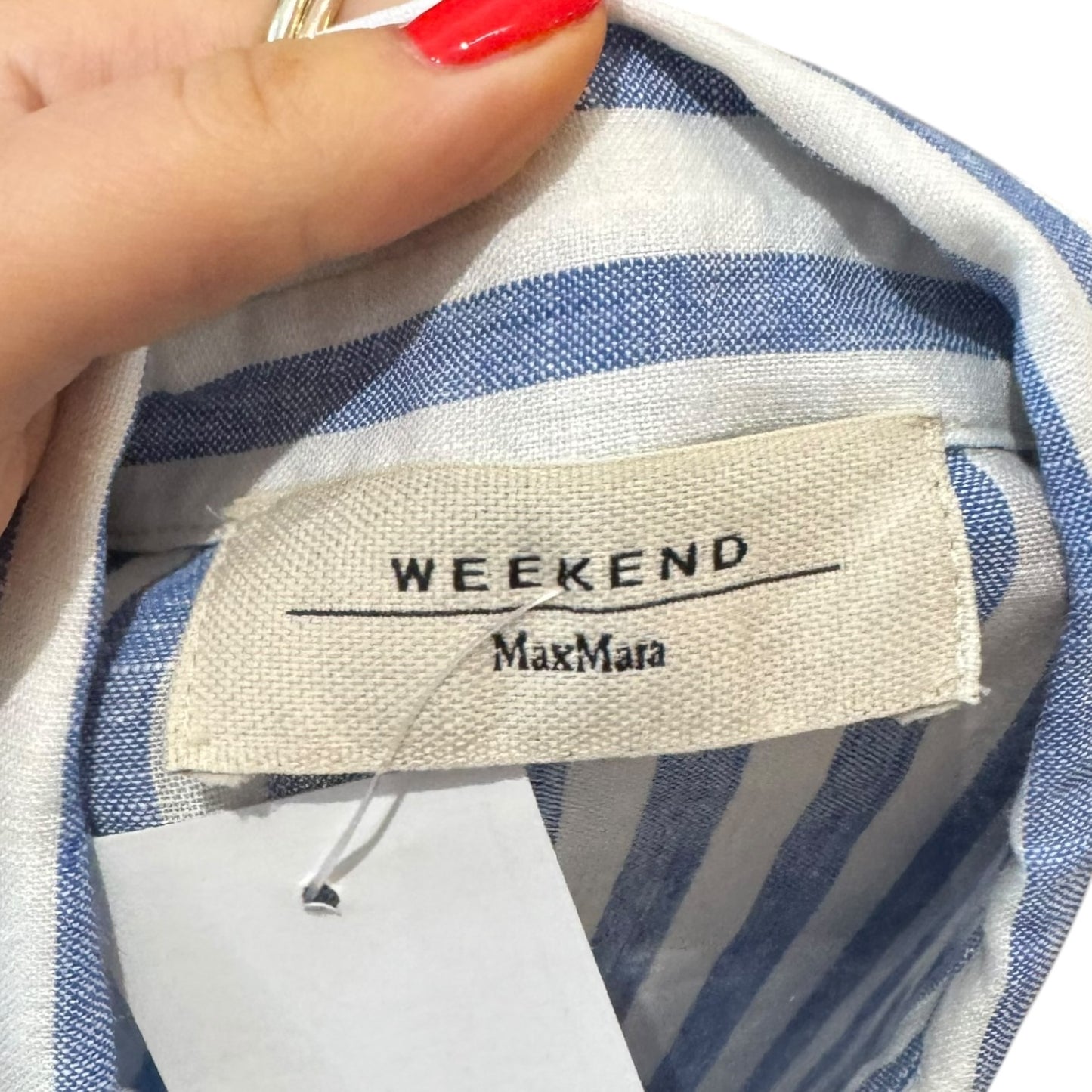 Weekend Max Mara Blue Stripe Linen Shirt - 14