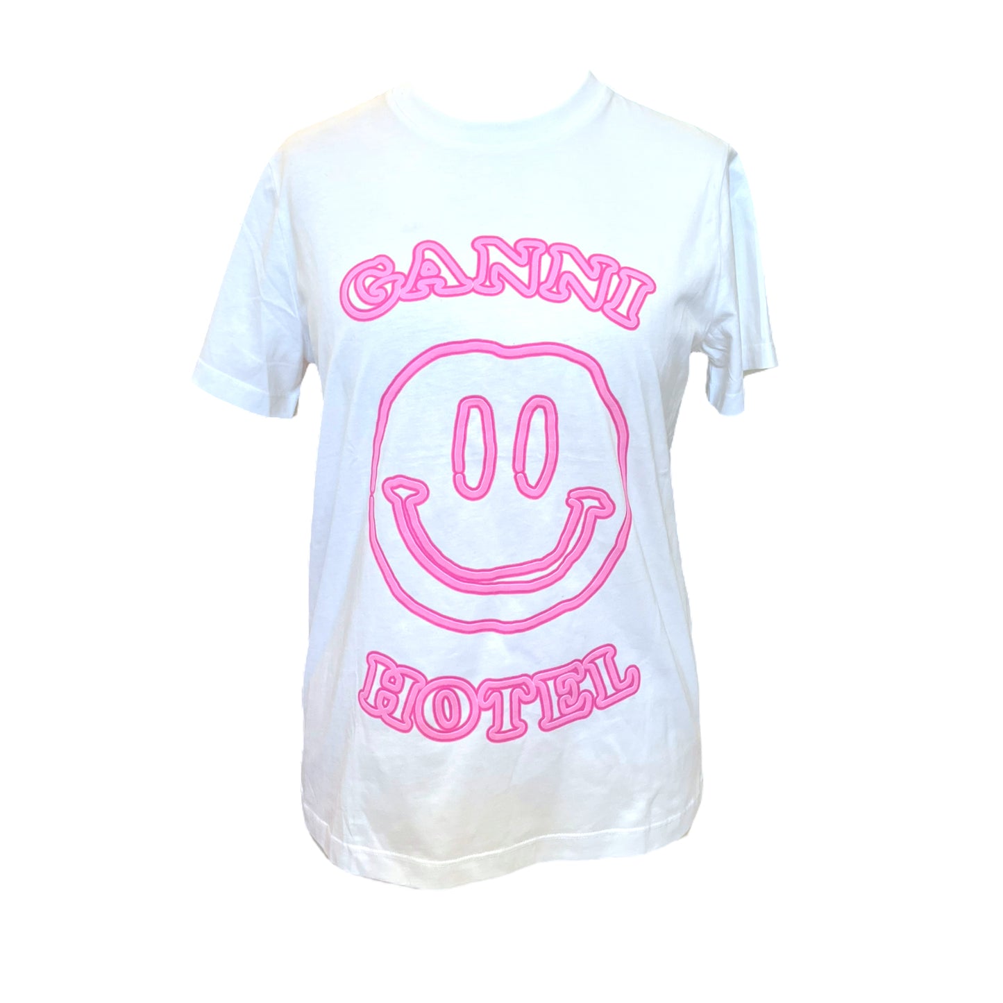 NEW Ganni Pink Smiley T Shirt