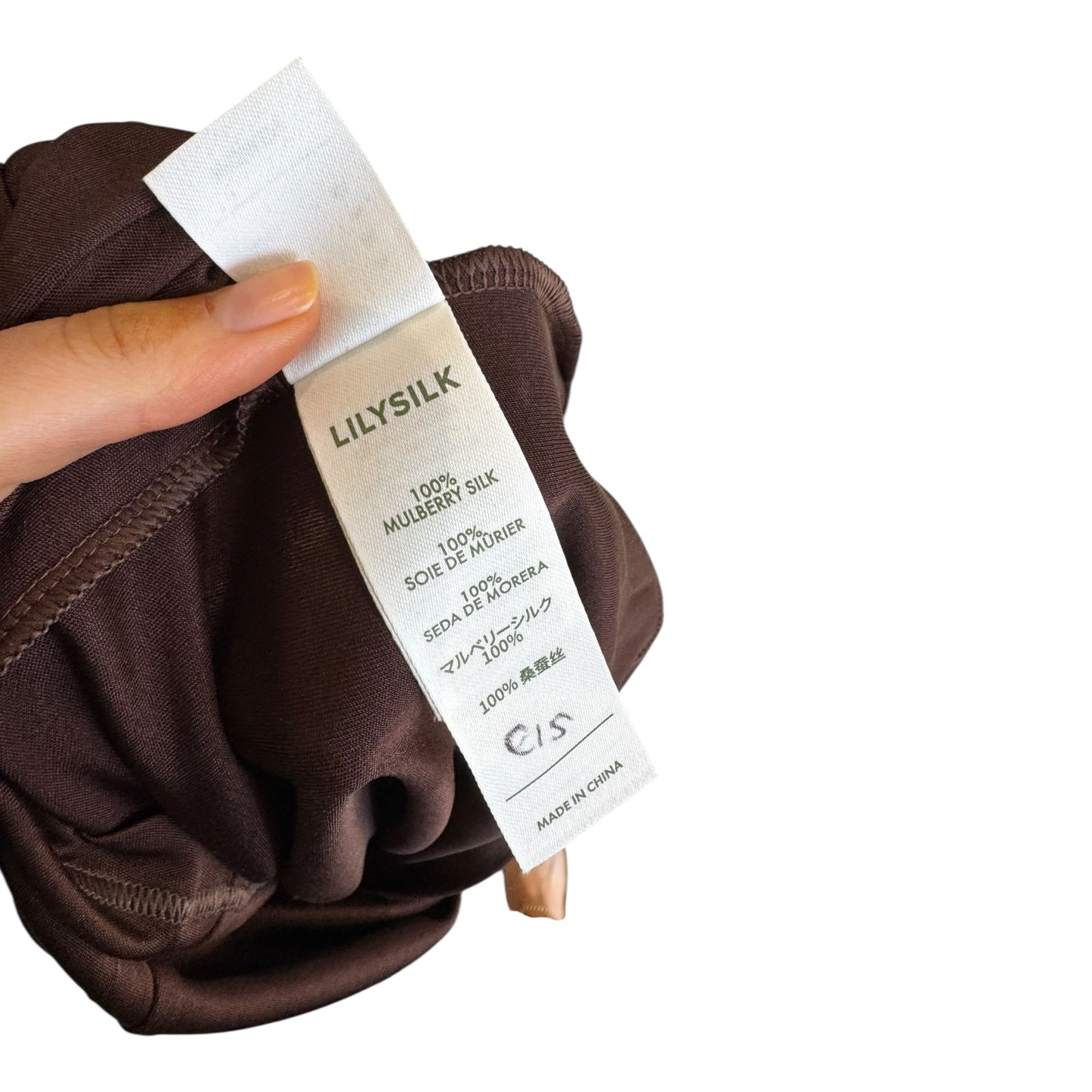Lily Silk Brown Silk T Shirt - 12