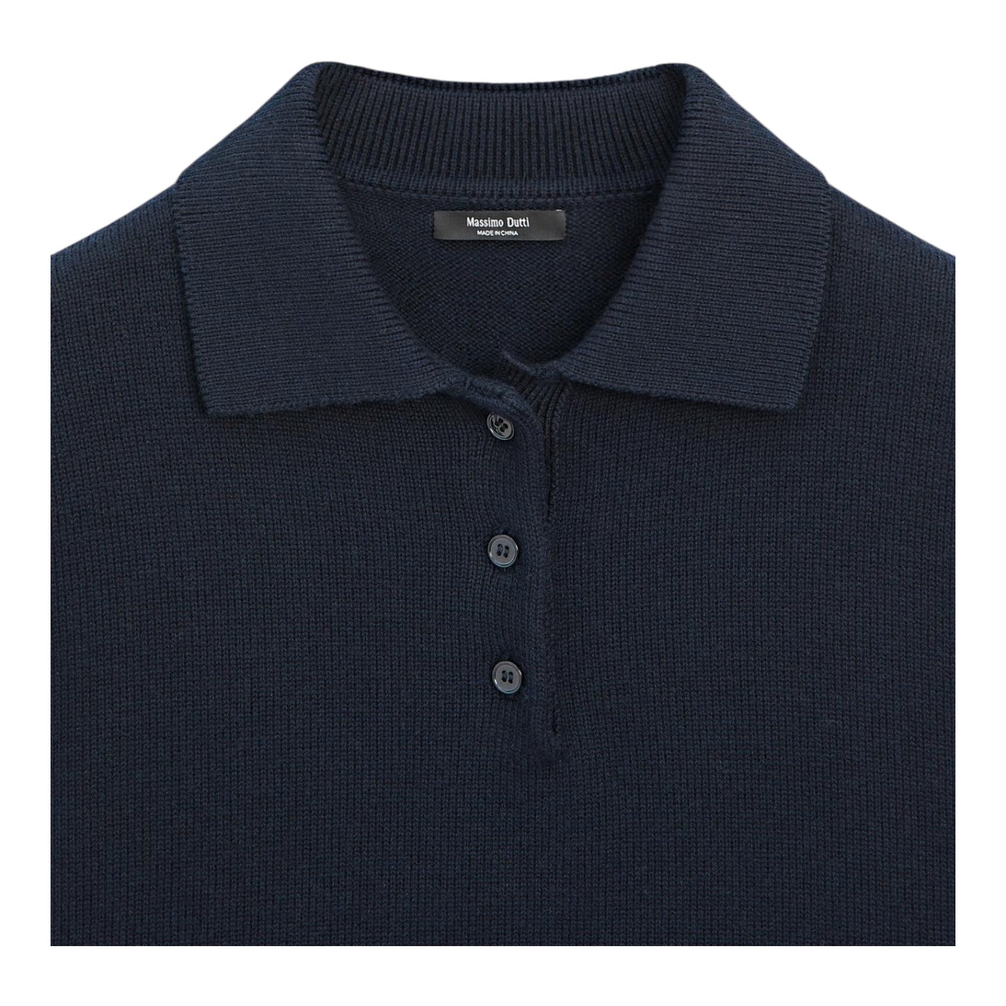 Massimo Dutti Navy Cotton and Wool Knit Top - 10