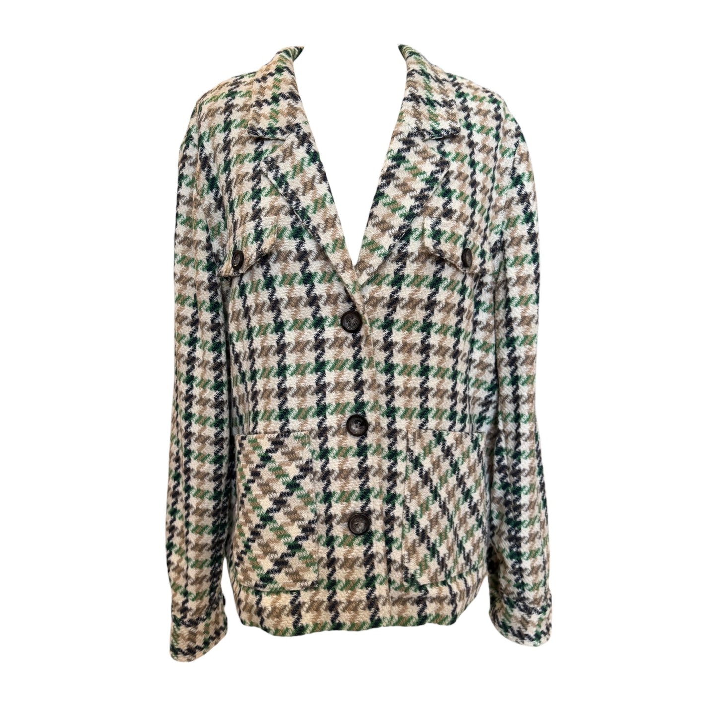 Mos Mosh Cree Duster Jacket in Cream and Green - 16