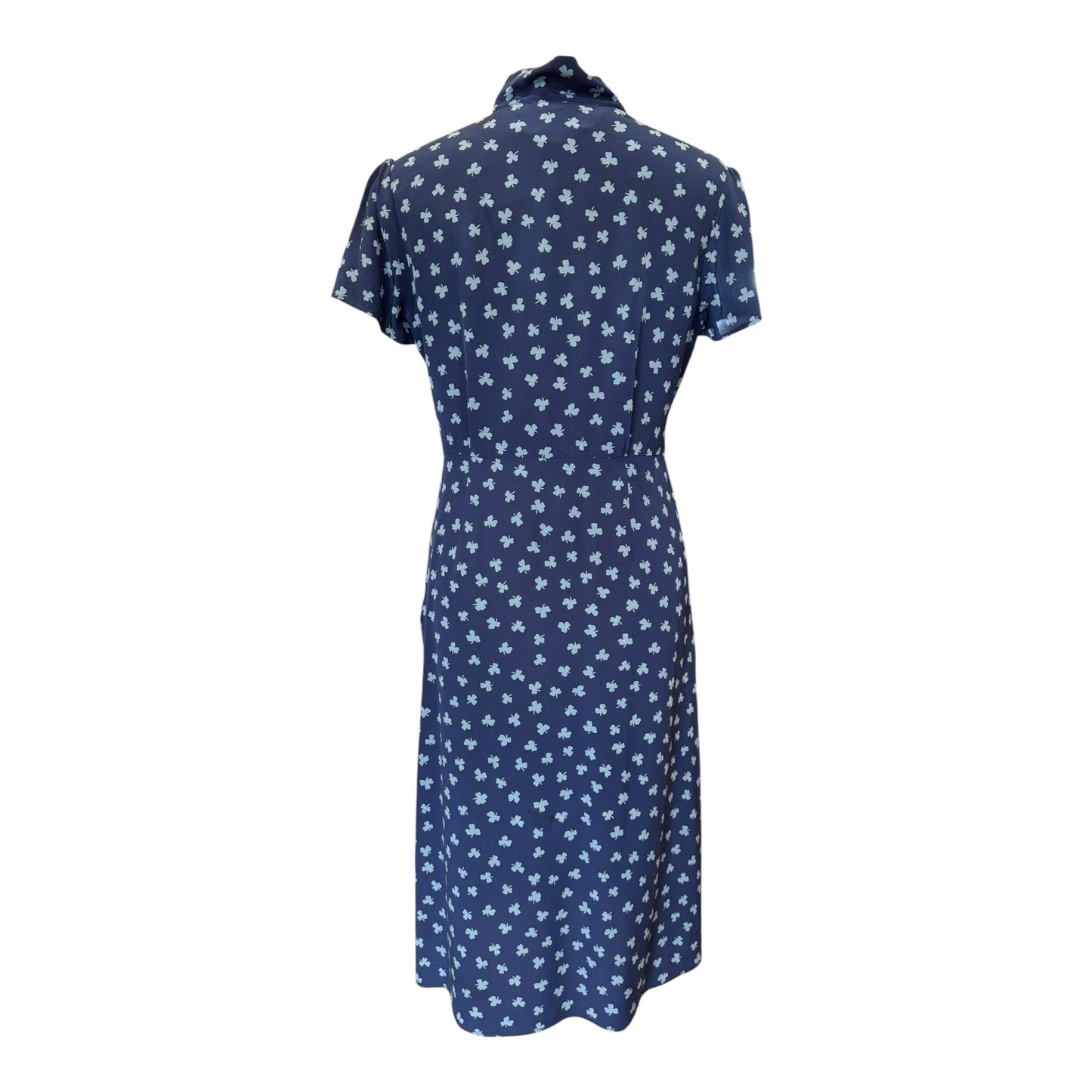 HVN Morgan Silk Dress in Navy Clover Print - 8