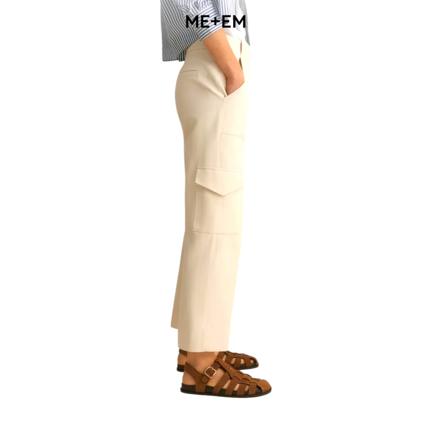 Me + Em Cream Cargo Trousers - 8