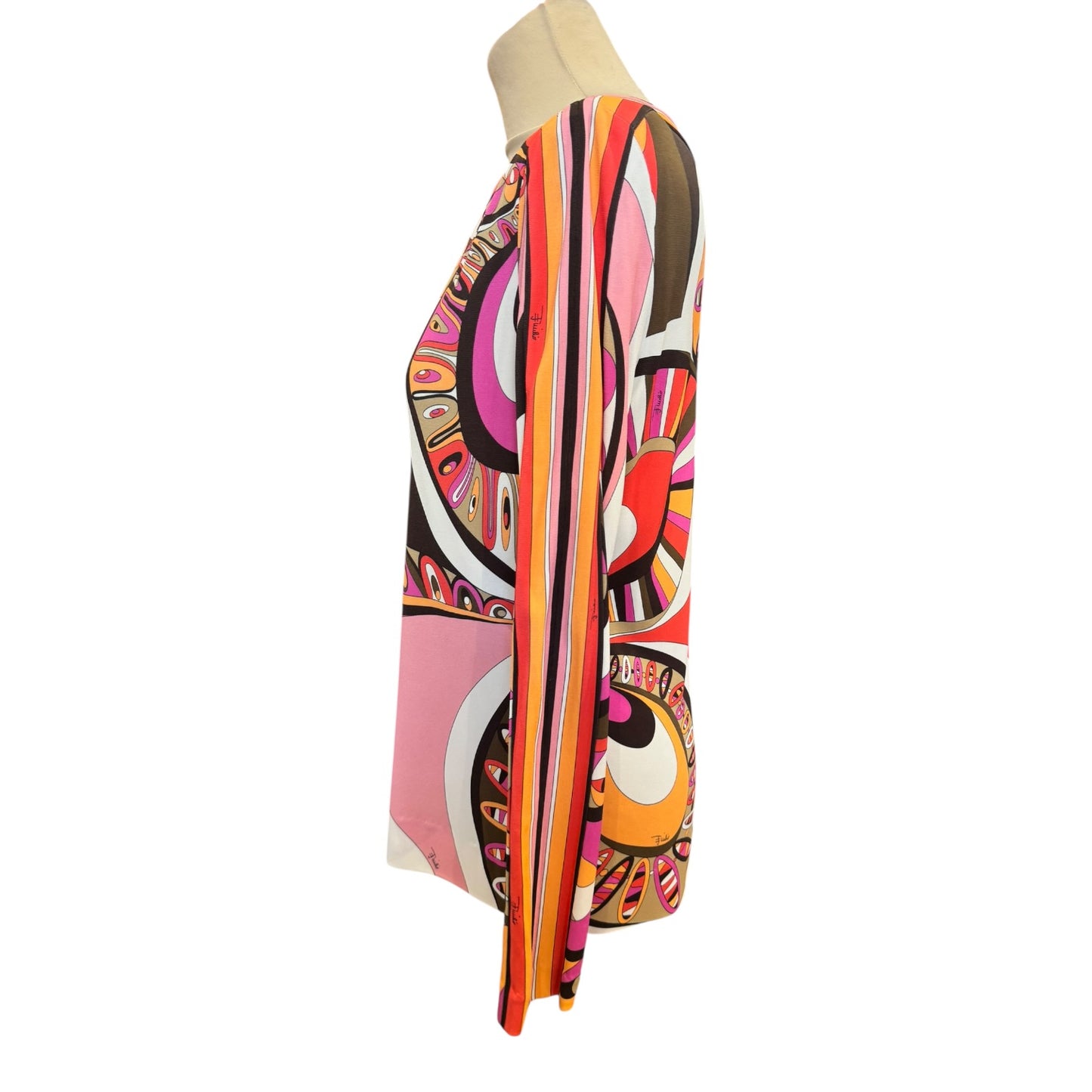Emilio Pucci Boat Neck Pink Patterned Top - 10