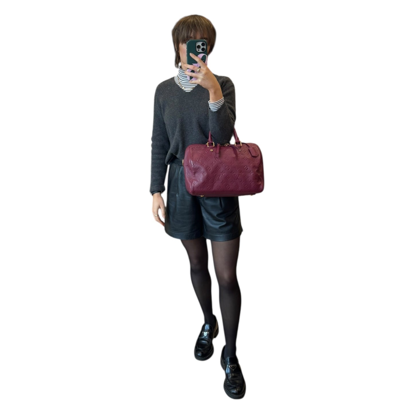 Louis Vuitton Speedy Bandouliere 30 in Burgundy Leather