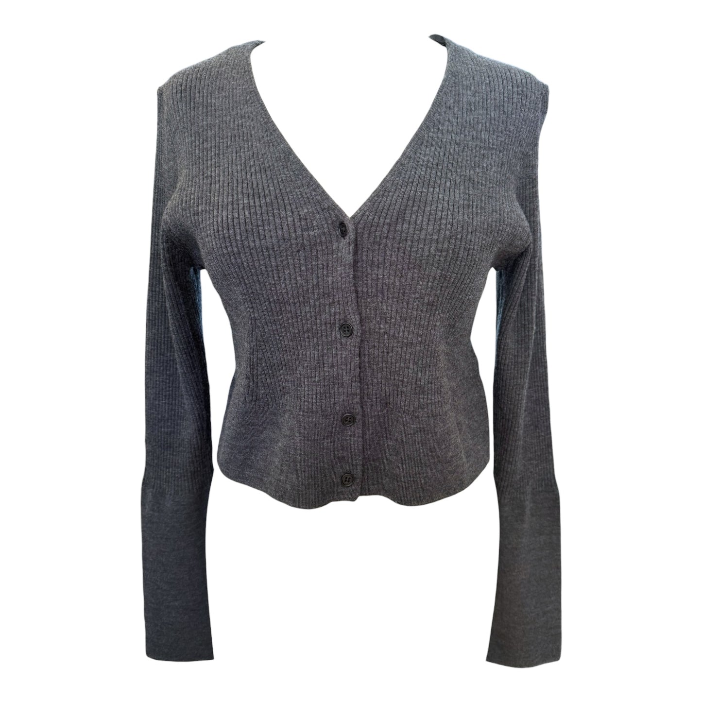 COS Grey Rib Wool Blend Cardigan - 12