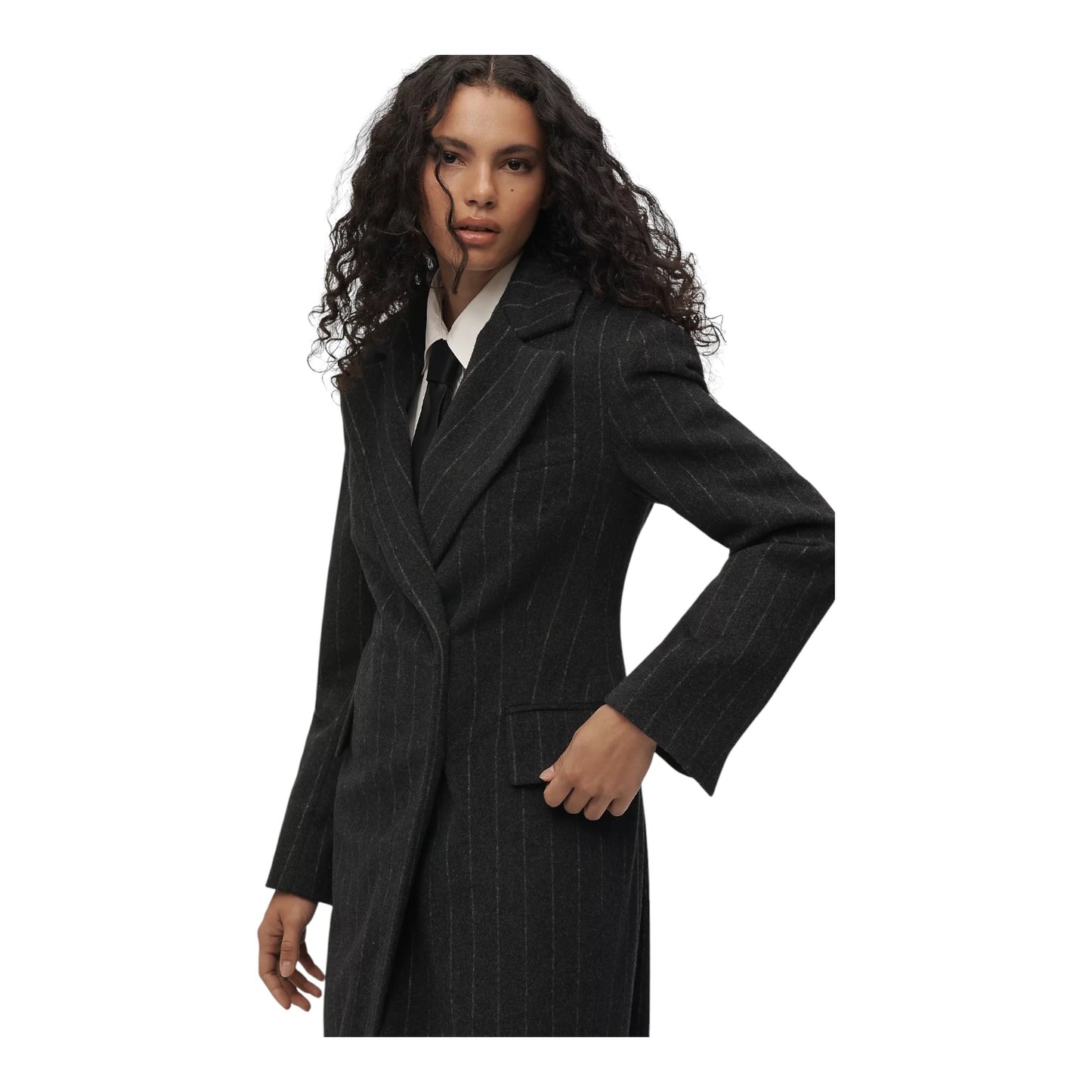 By Anthropologie Pinstripe Hourglass Wool-Blend Coat - 8
