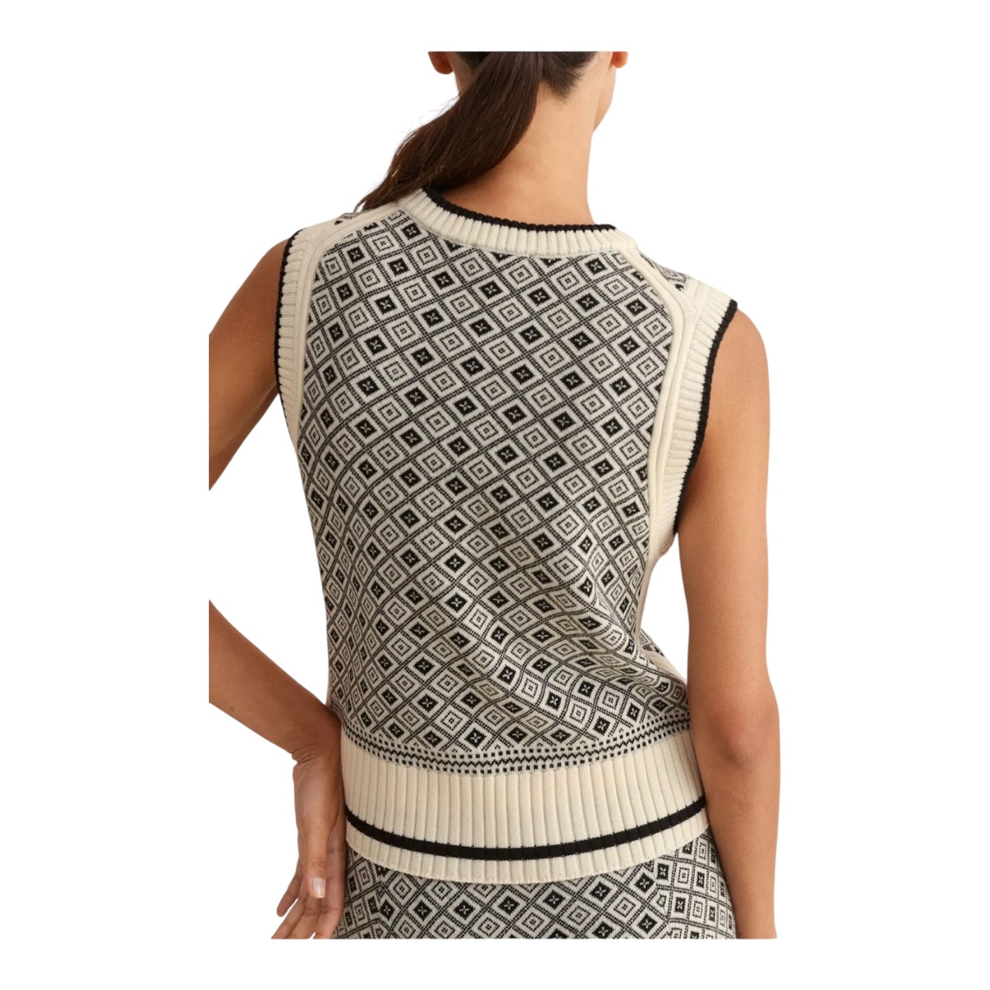 Me + Em Merino Jacquard Vest and Midi Skirt - 12/14
