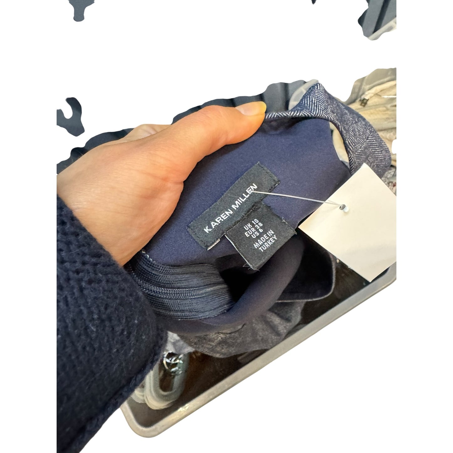 Karen Millen Herringbone Wide Leg Tailored Jumpsuit - 10