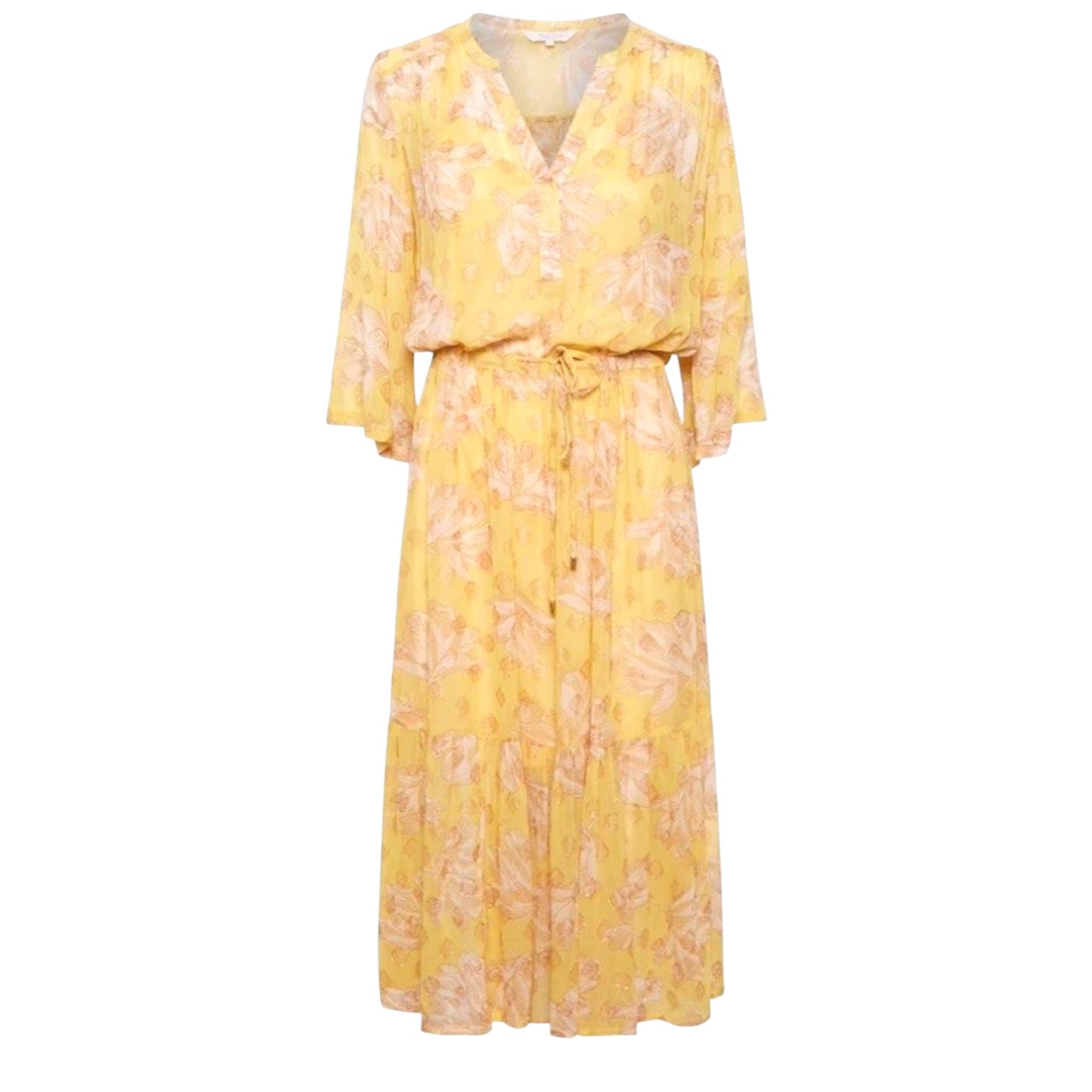 Part Two Benny Layered Yellow Tulip Chiffon Dress - 14