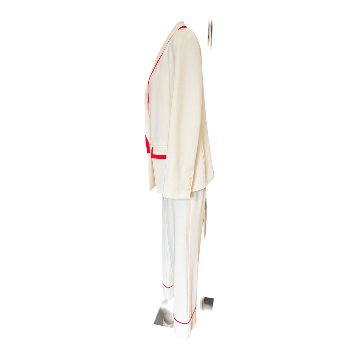 Essentiel Antwerp Off White Red Trim Trouser Suit - 14 - NEW