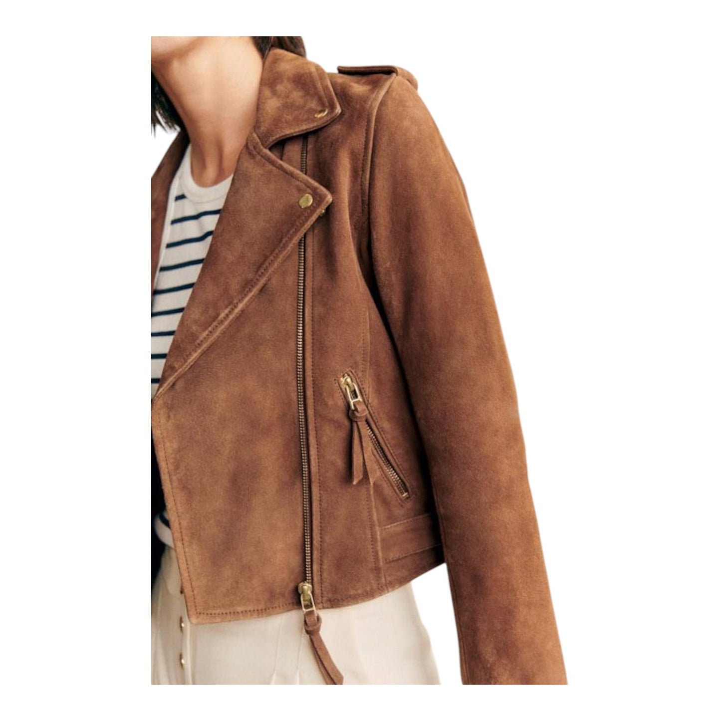 Sezane Brown Suede Zig Jacket - 8/10
