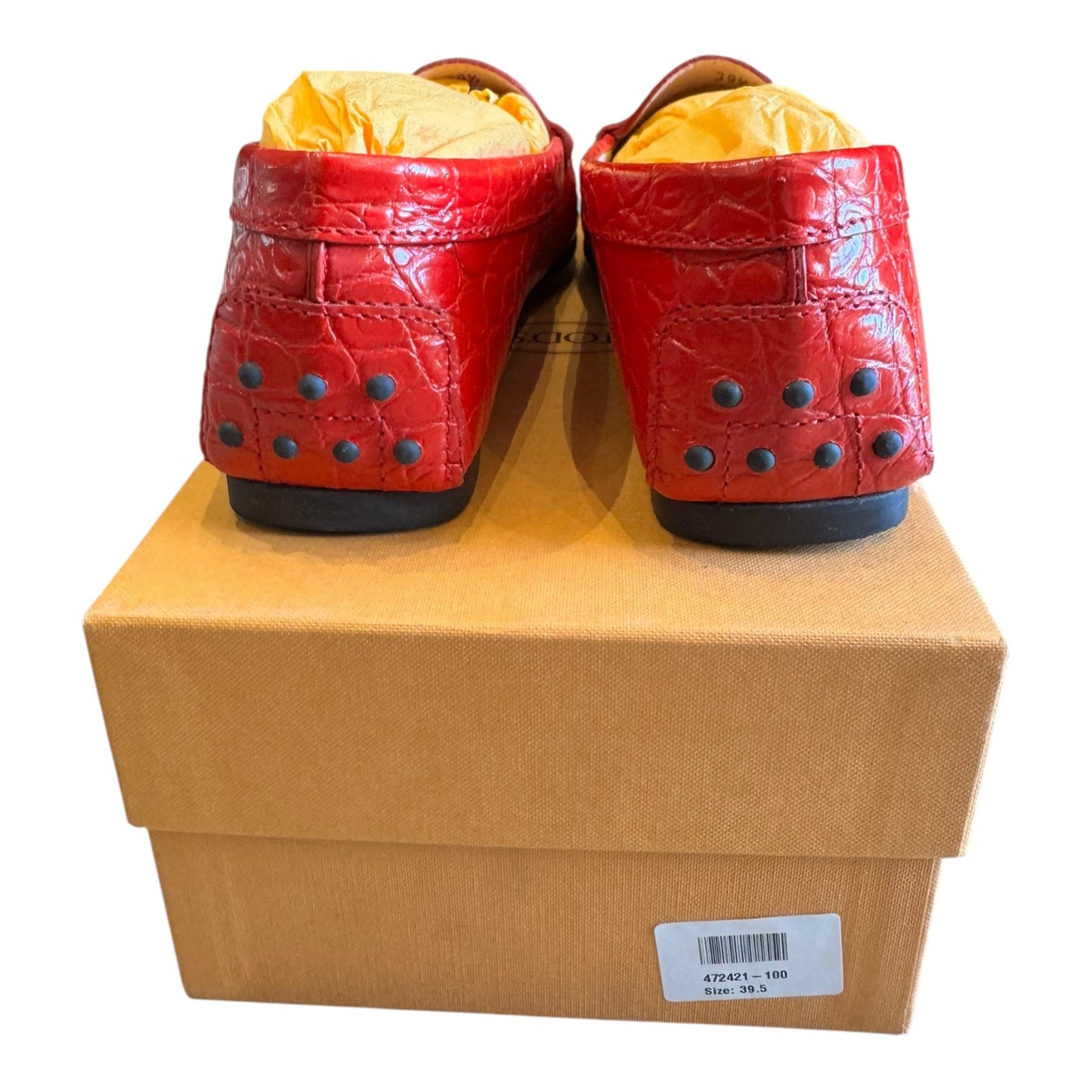 Tod's Red Croc Leather Gommini Mocasinno Driving Shoes - 39.5/6.5