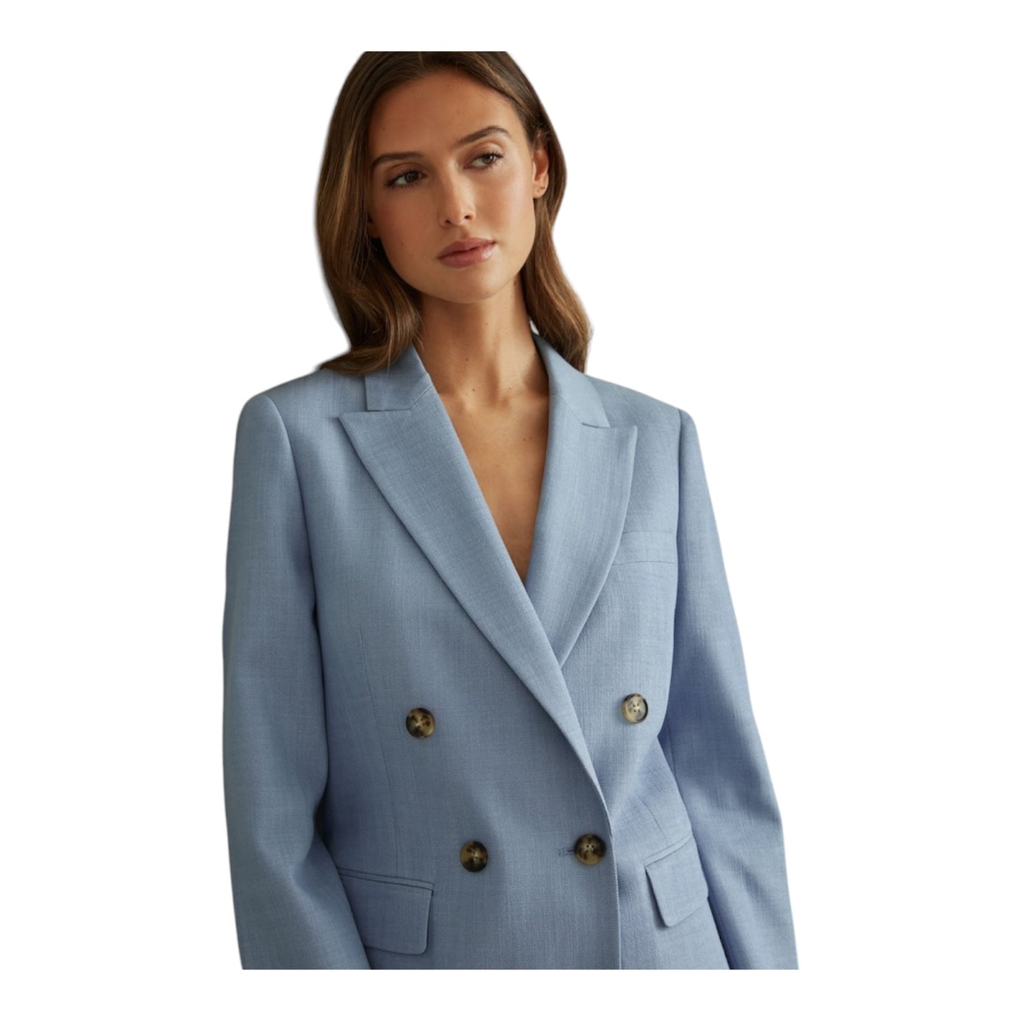Reiss Blue June Double Breasted Suit Blazer - 12