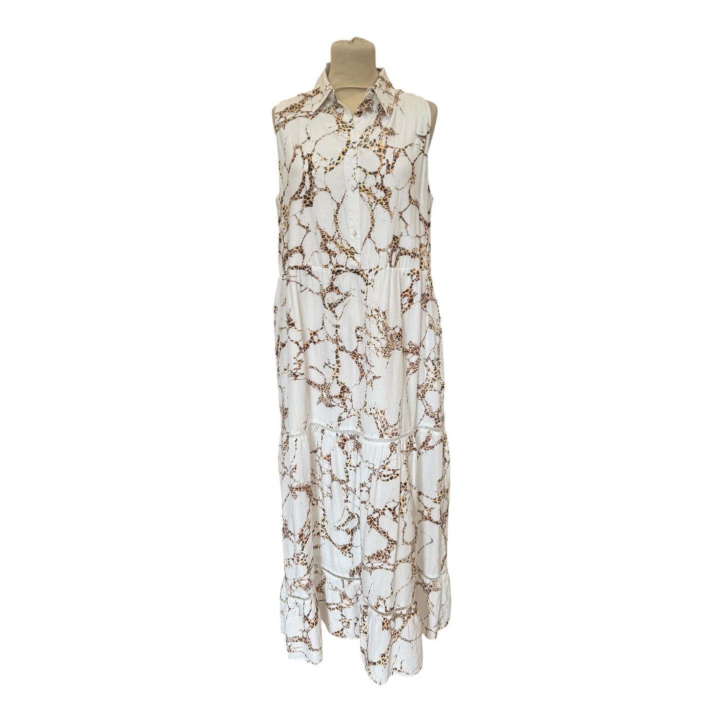 Marc Cain White Animal Pattern Sleeveless Dress - 14